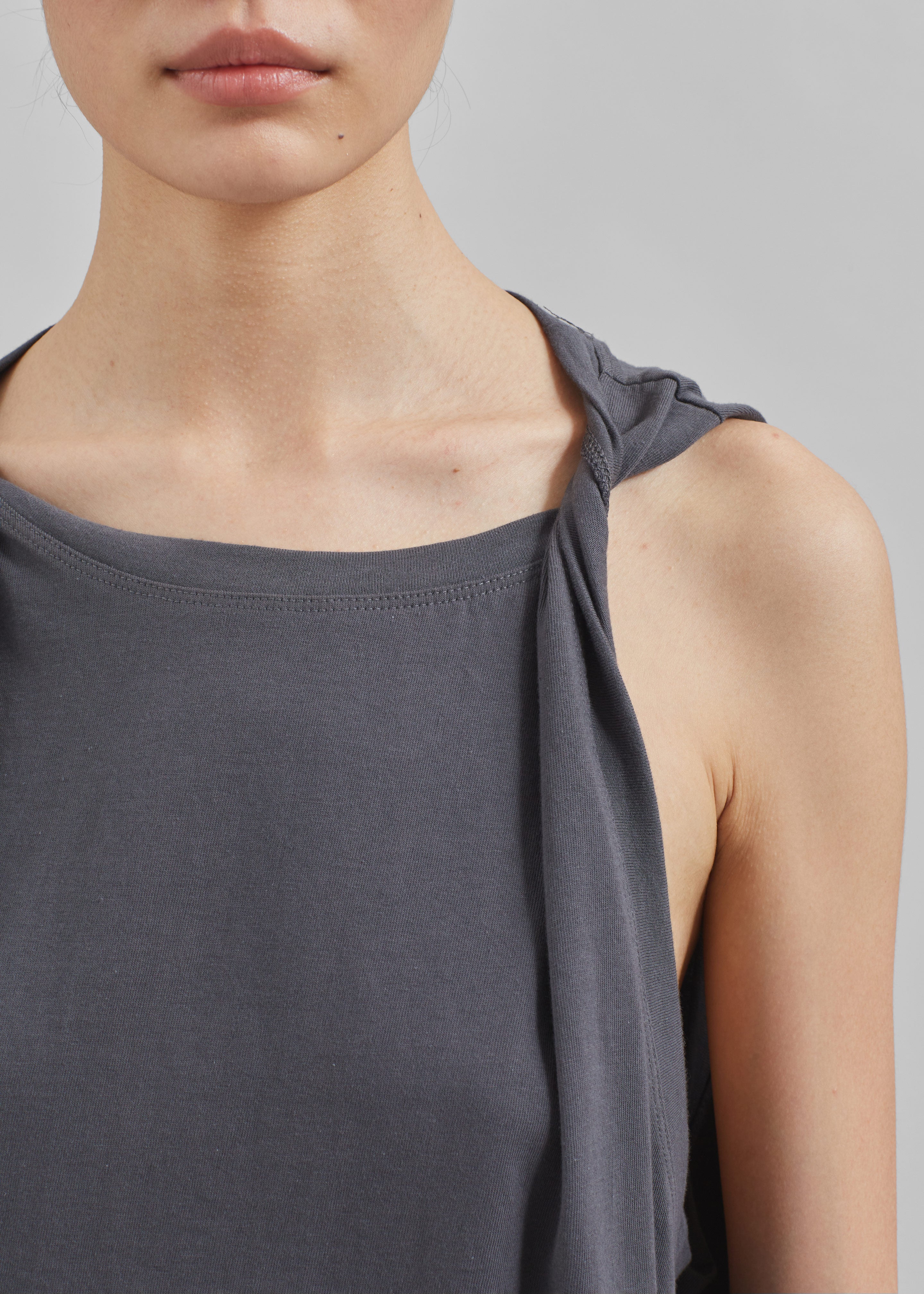 Erika Twisted Sleeve Tank - Charcoal - 5