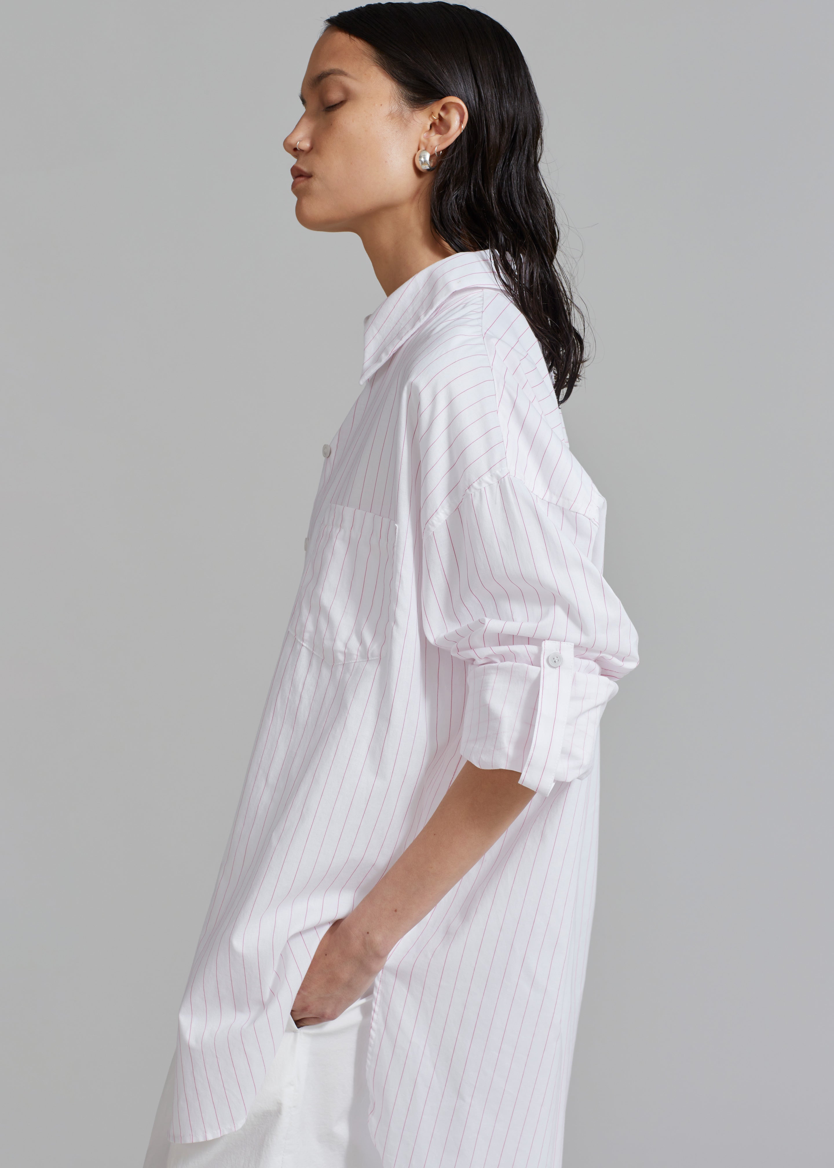 Erin Roll Up Shirt - Pink Stripe – The Frankie Shop