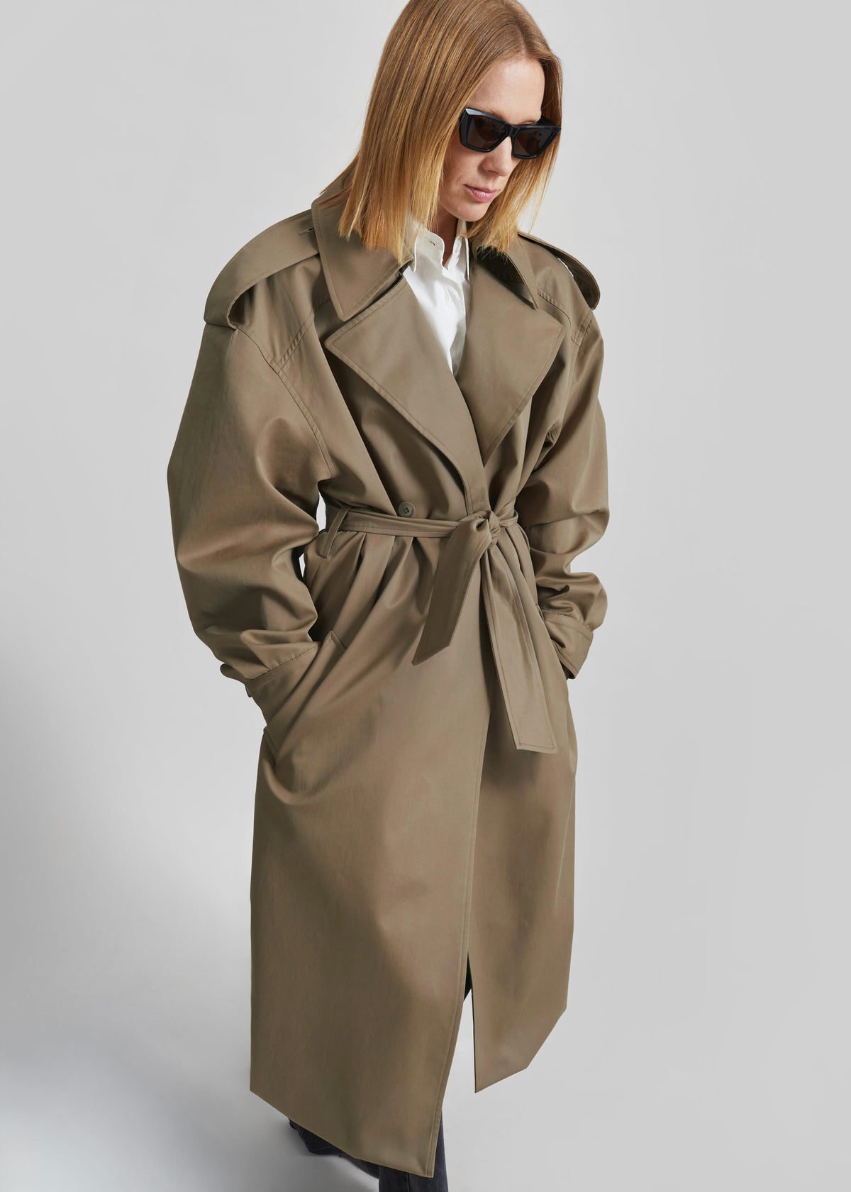 Esben Cotton Trench Coat - Light Taupe
