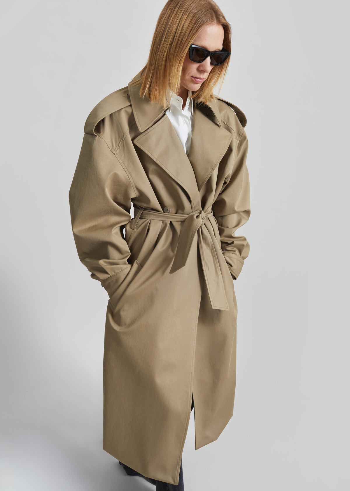 Esben Cotton Trench Coat - Light Taupe