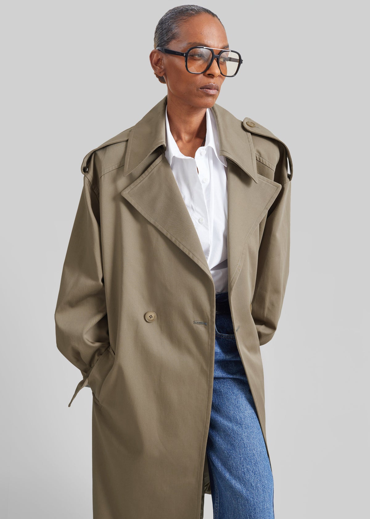 Esben Cotton Trench Coat - Light Taupe