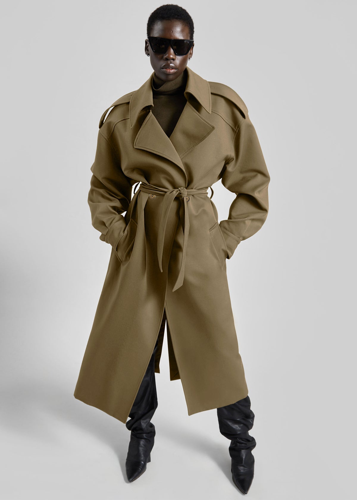 Shop the look image for Esben Cotton Trench Coat - Olive