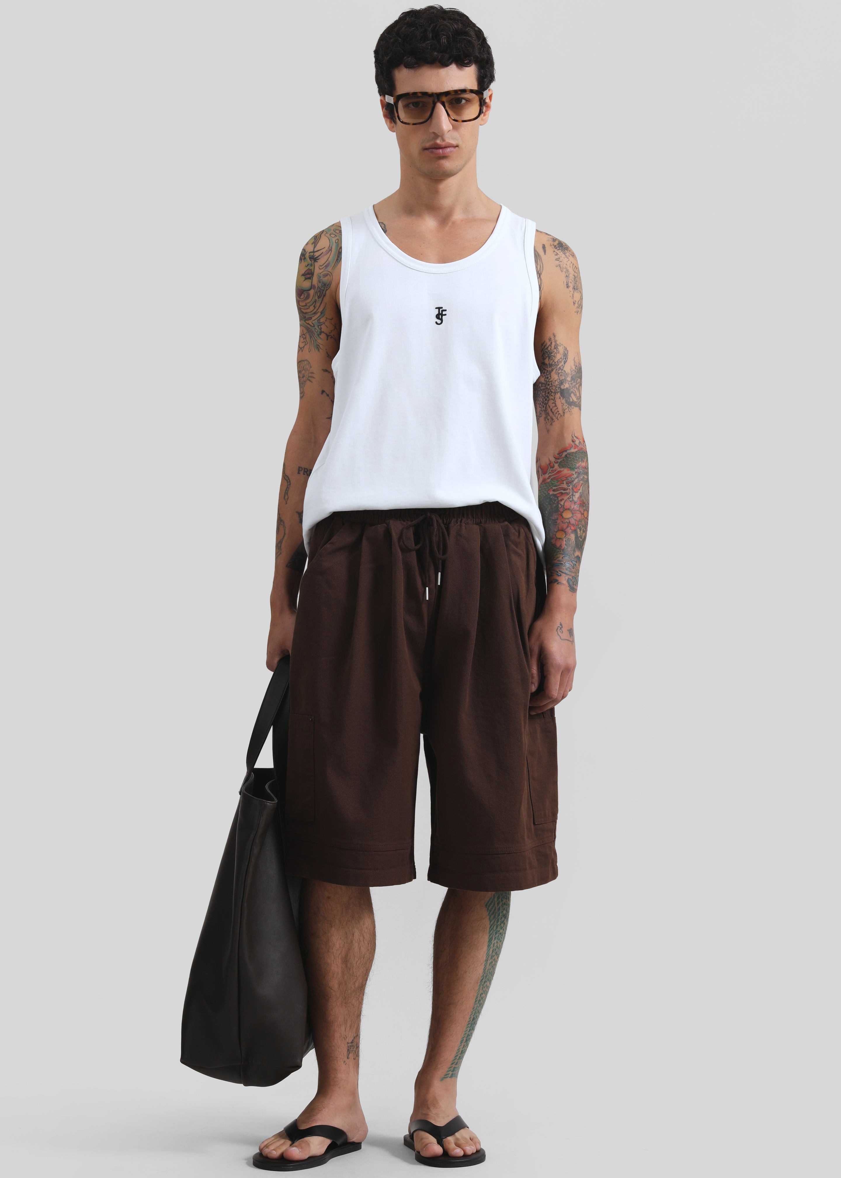 Esher Denim Bermuda Shorts - Brown - 1