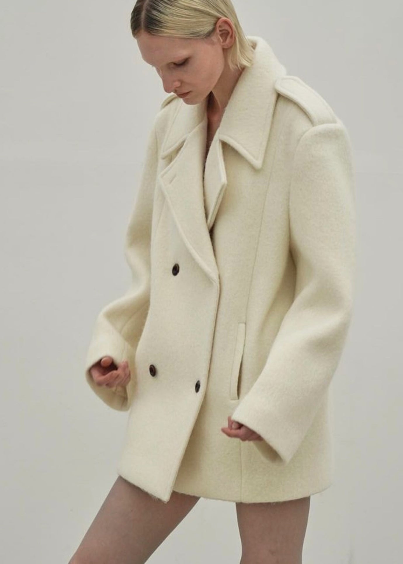 Esmae Wool Coat - White - 1