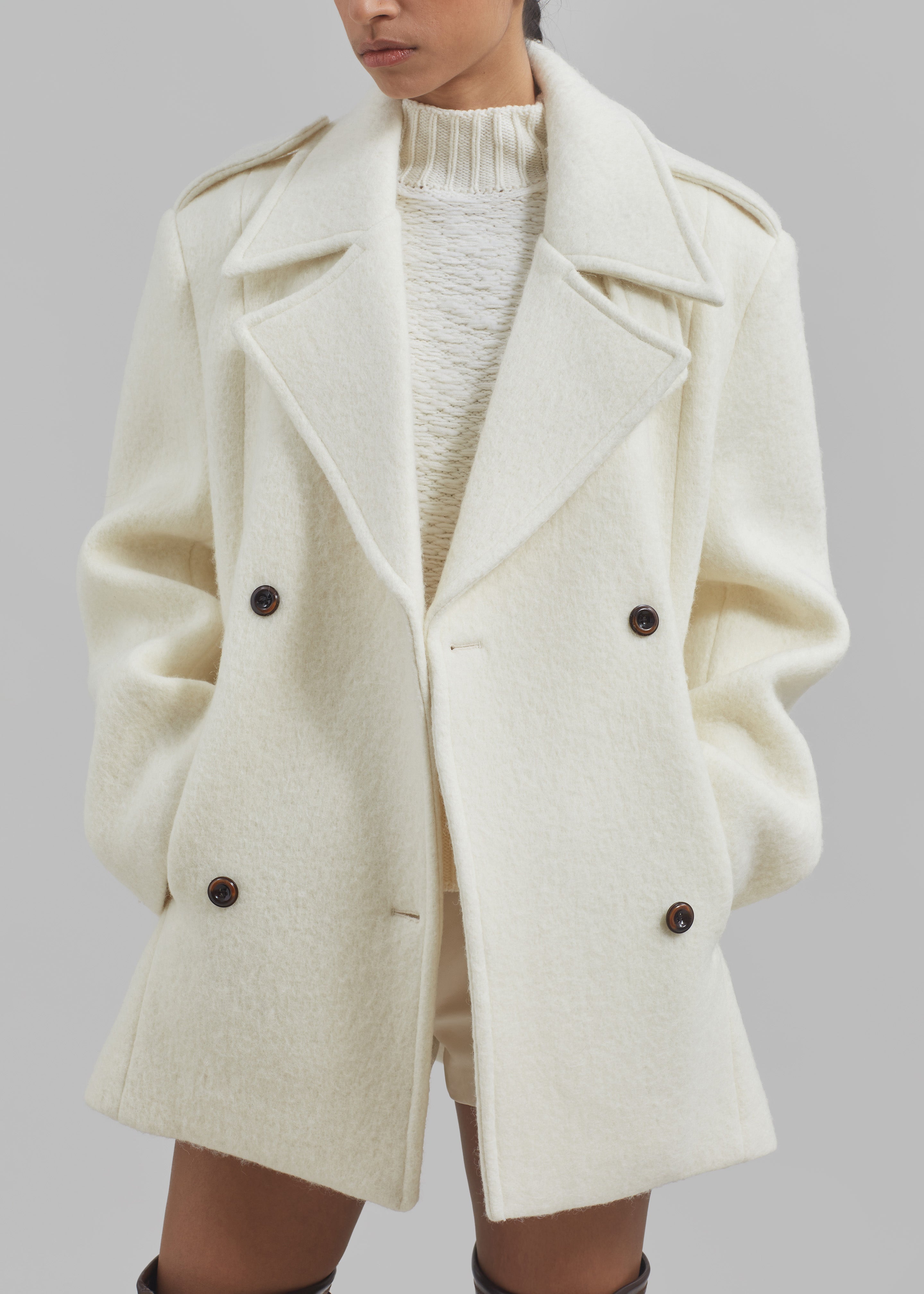 Esmae Wool Coat - White - 6