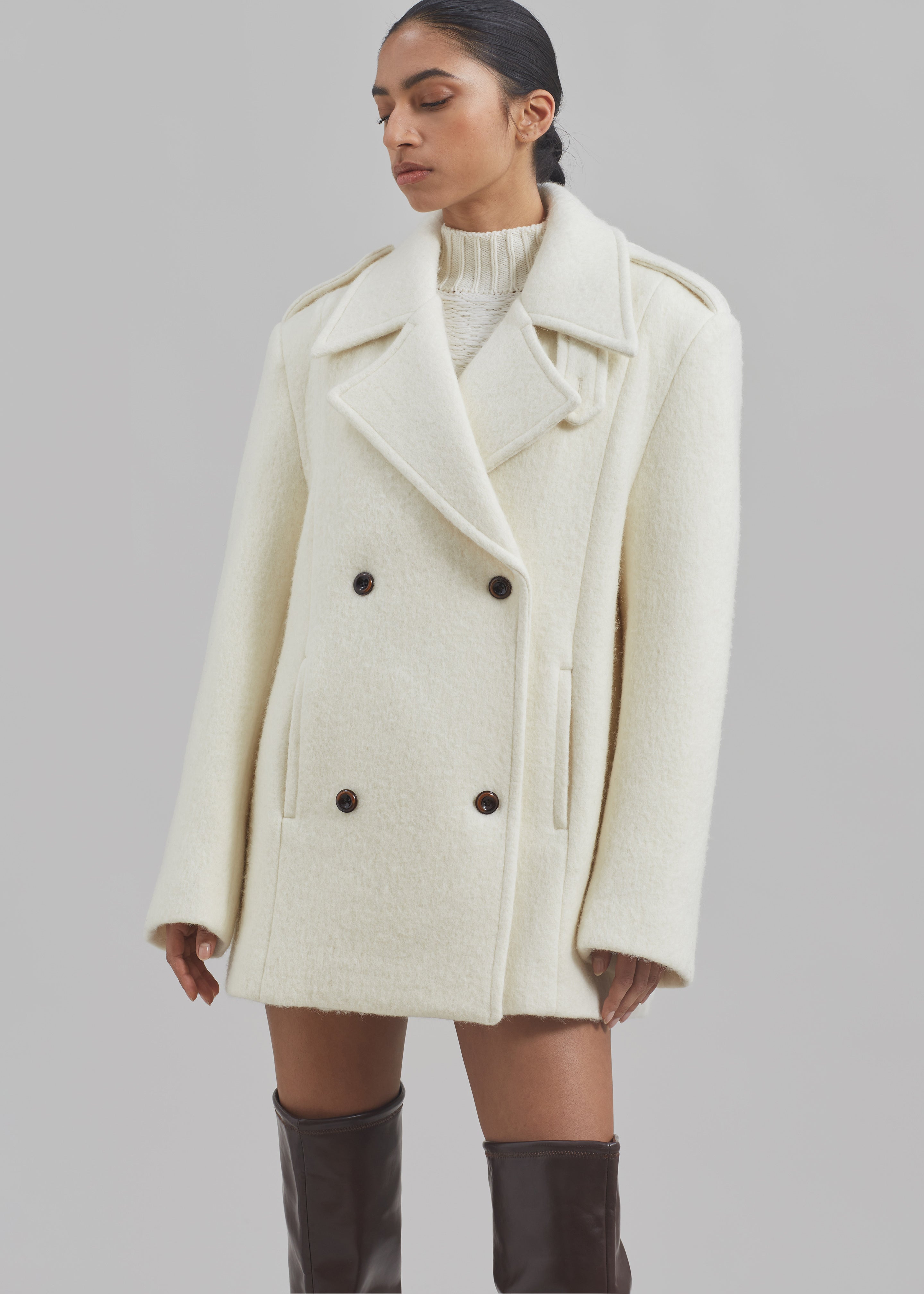 Esmae Wool Coat - White - 11