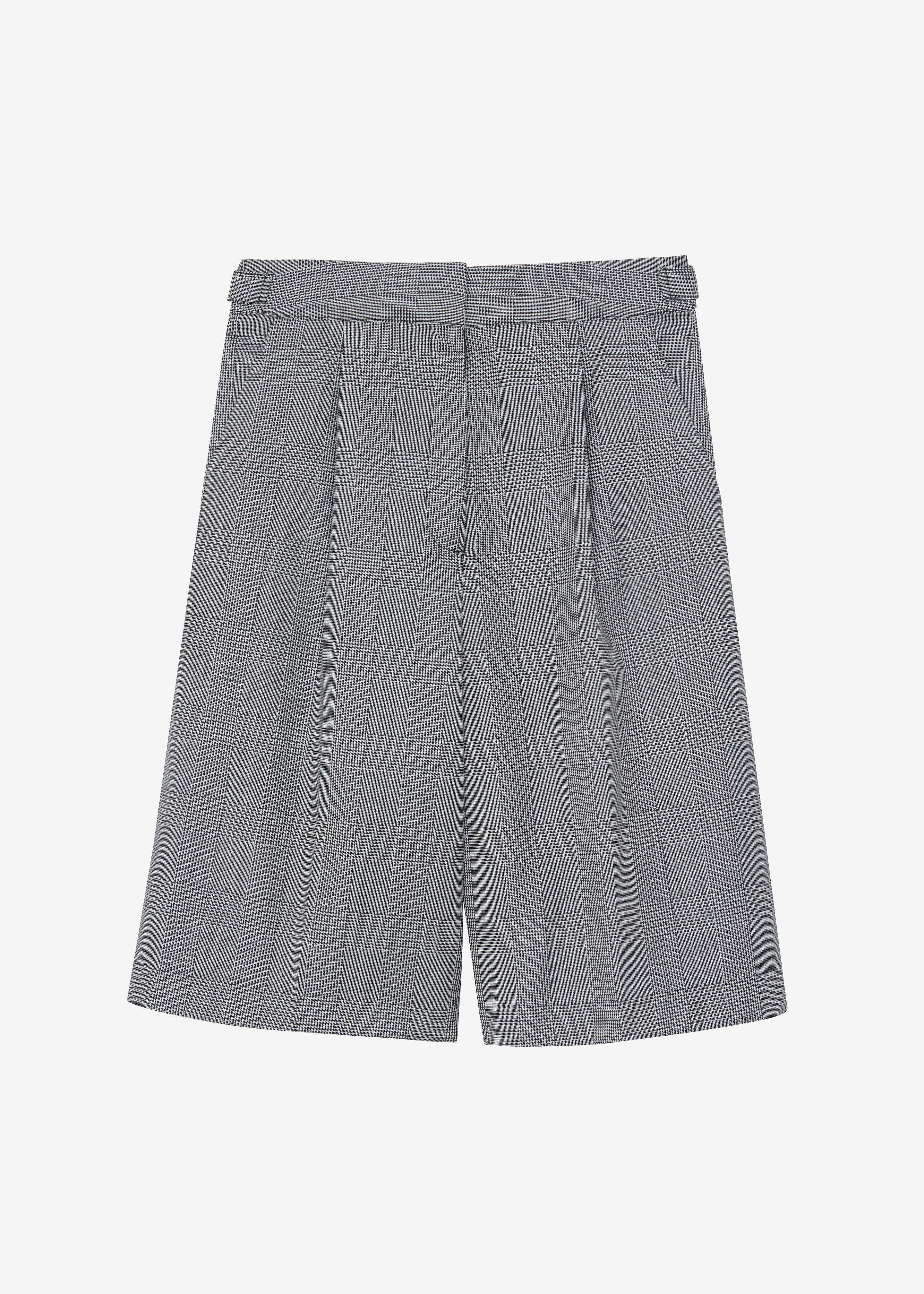 Essie Wool Bermuda Shorts - Light Grey Plaid - 10