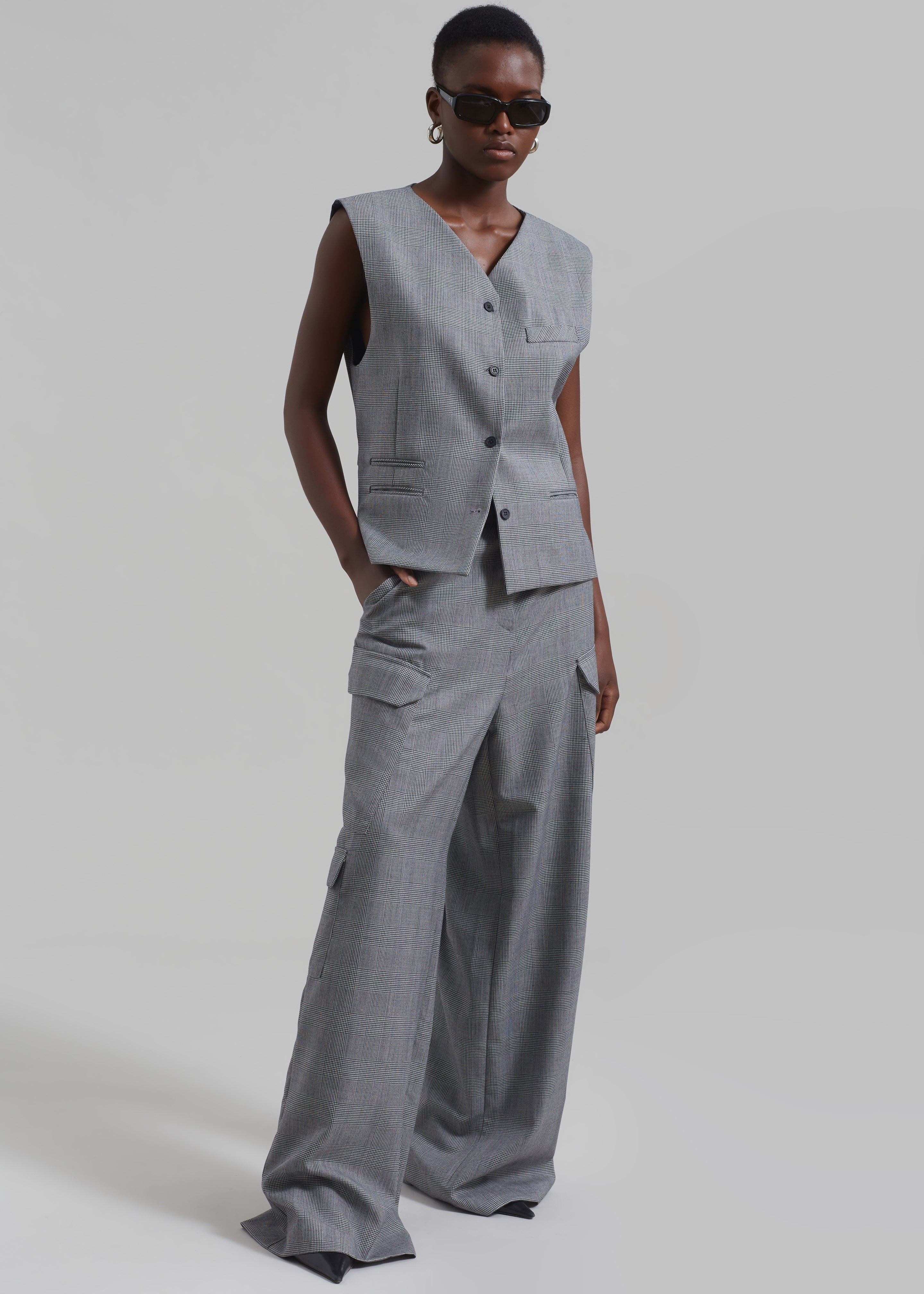 Essie Wool Vest - Light Grey Plaid – The Frankie Shop