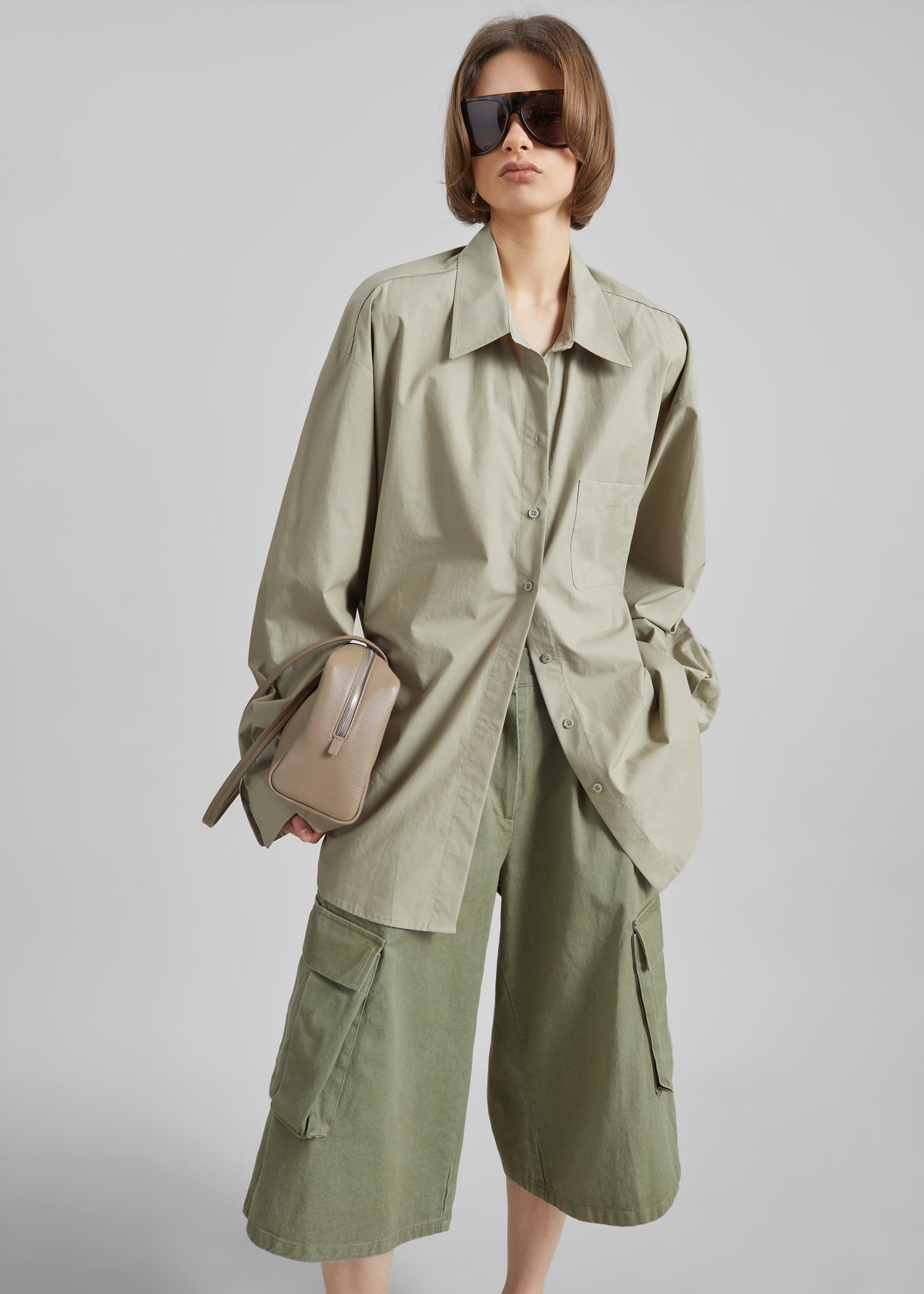 Eston Cotton Oversized Shirt - Sage - 1