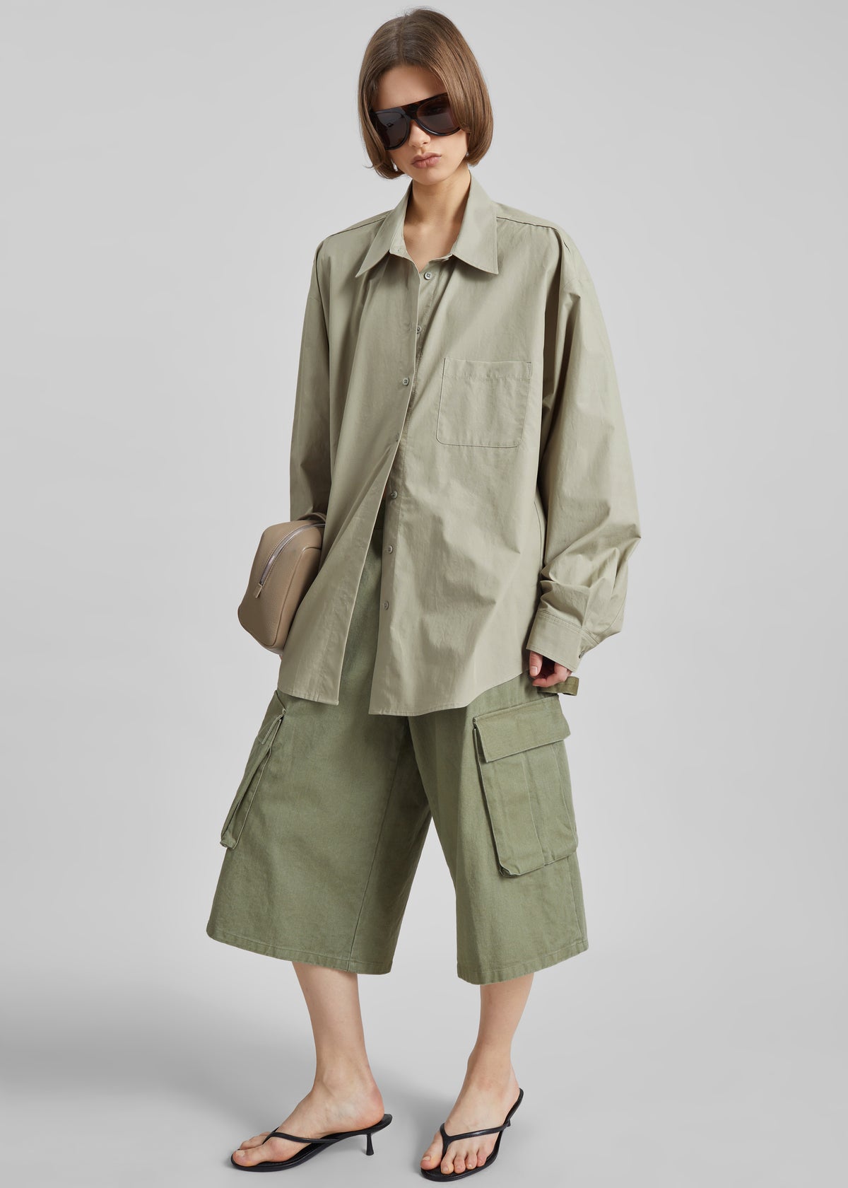 Eston Cotton Oversized Shirt - Sage - 2