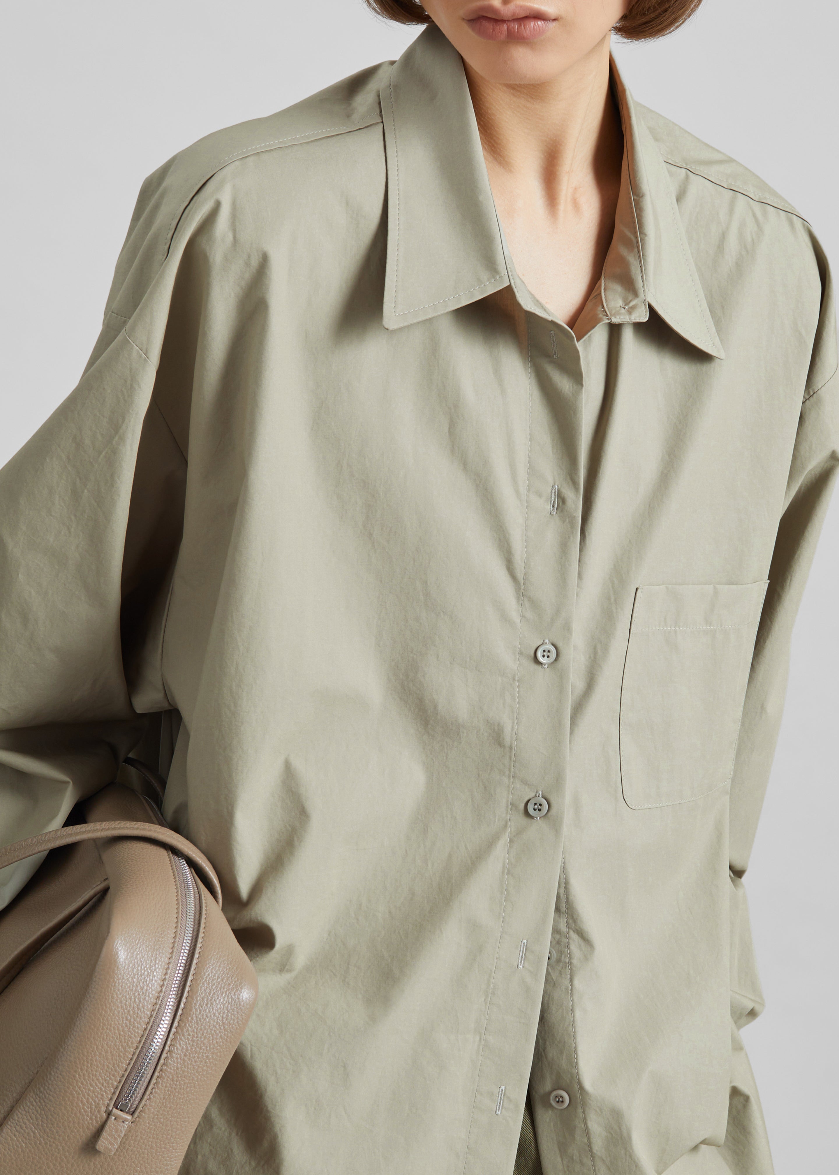 Eston Cotton Oversized Shirt - Sage - 3