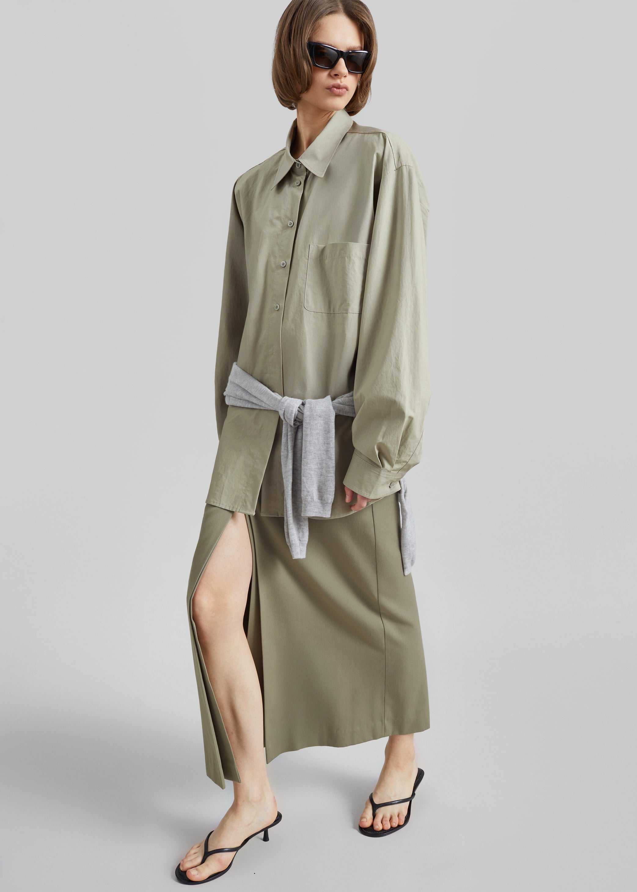Shop the look image for Eston Cotton Oversized Shirt - Sage