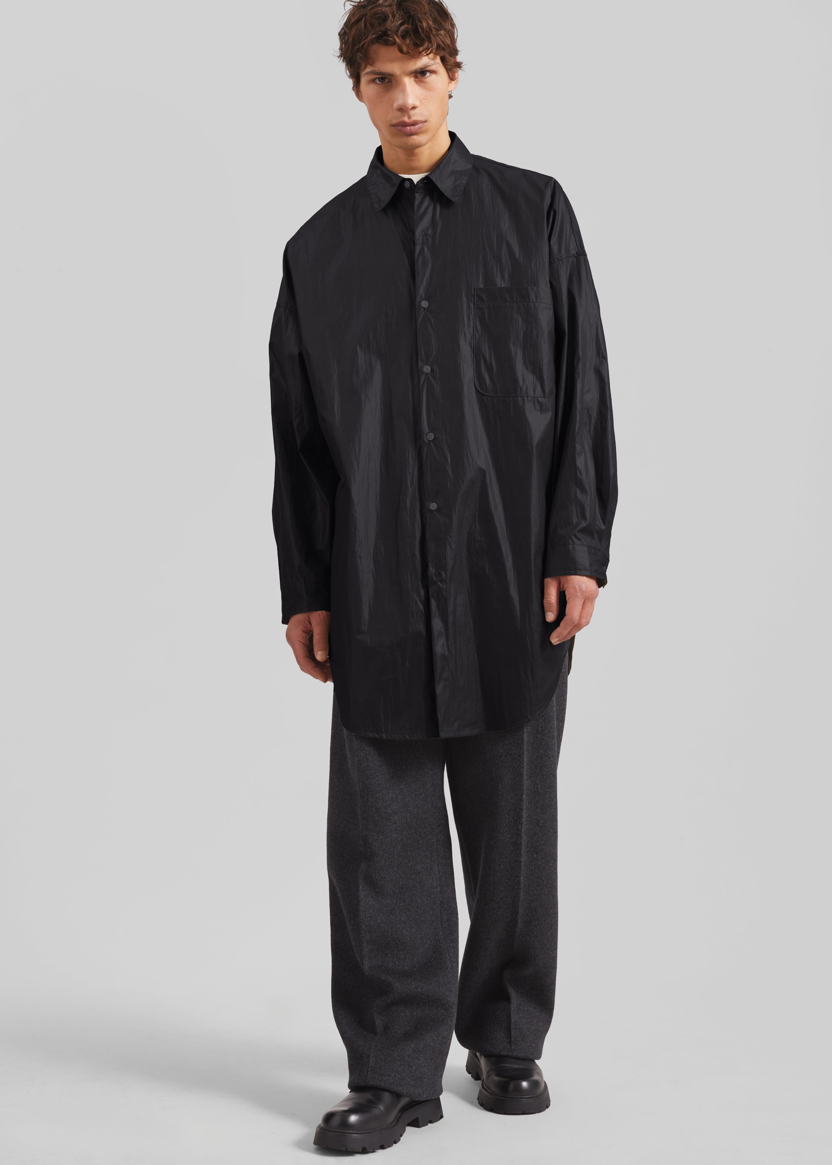 Etah Lustrous Oversized Shirt - Black - 3