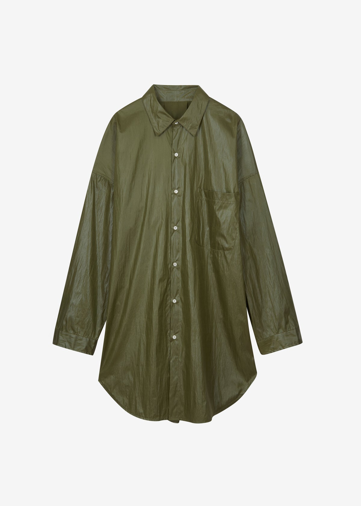 Etah Lustrous Oversized Shirt - Olive - 6