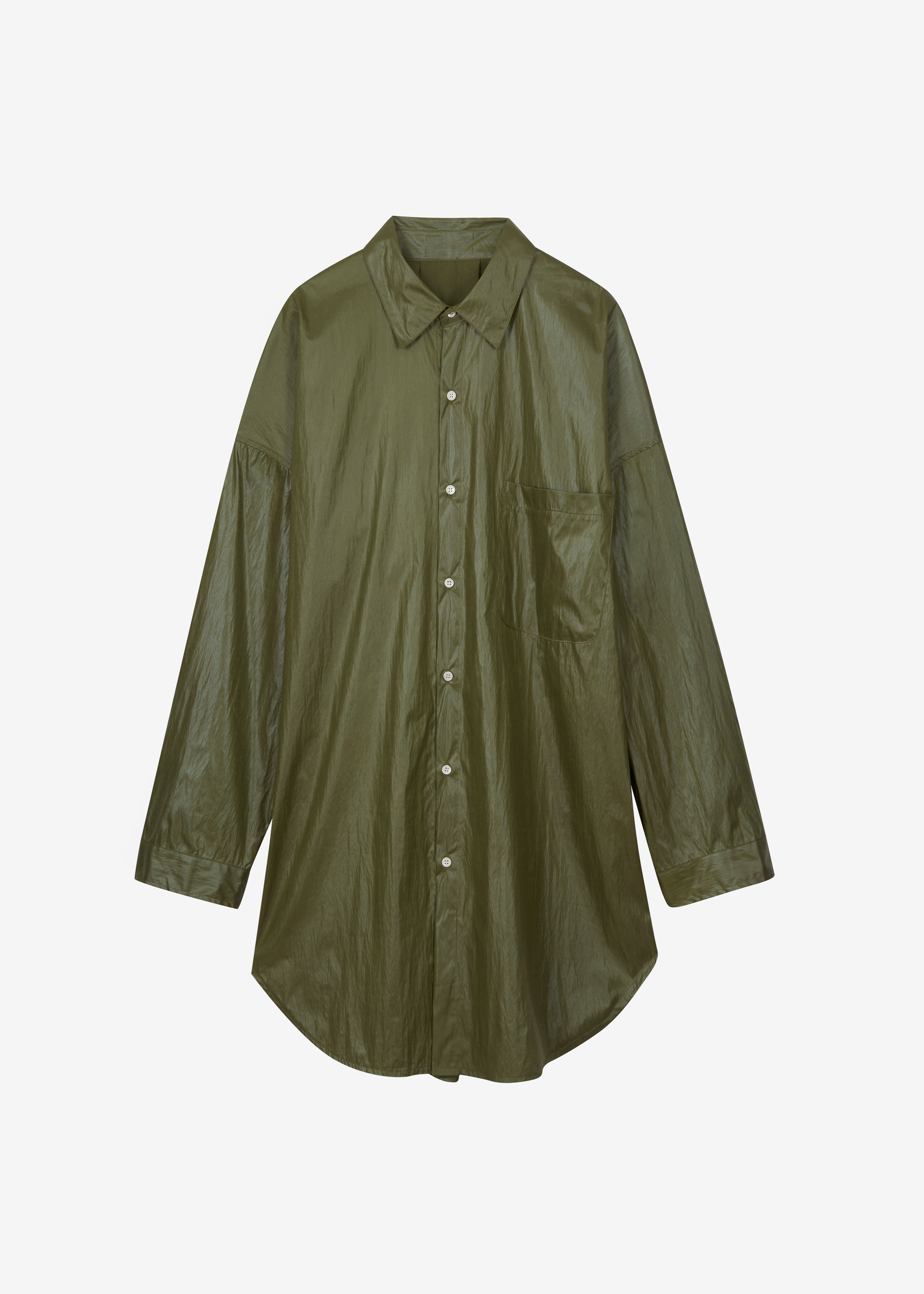 Etah Lustrous Oversized Shirt - Olive - 6