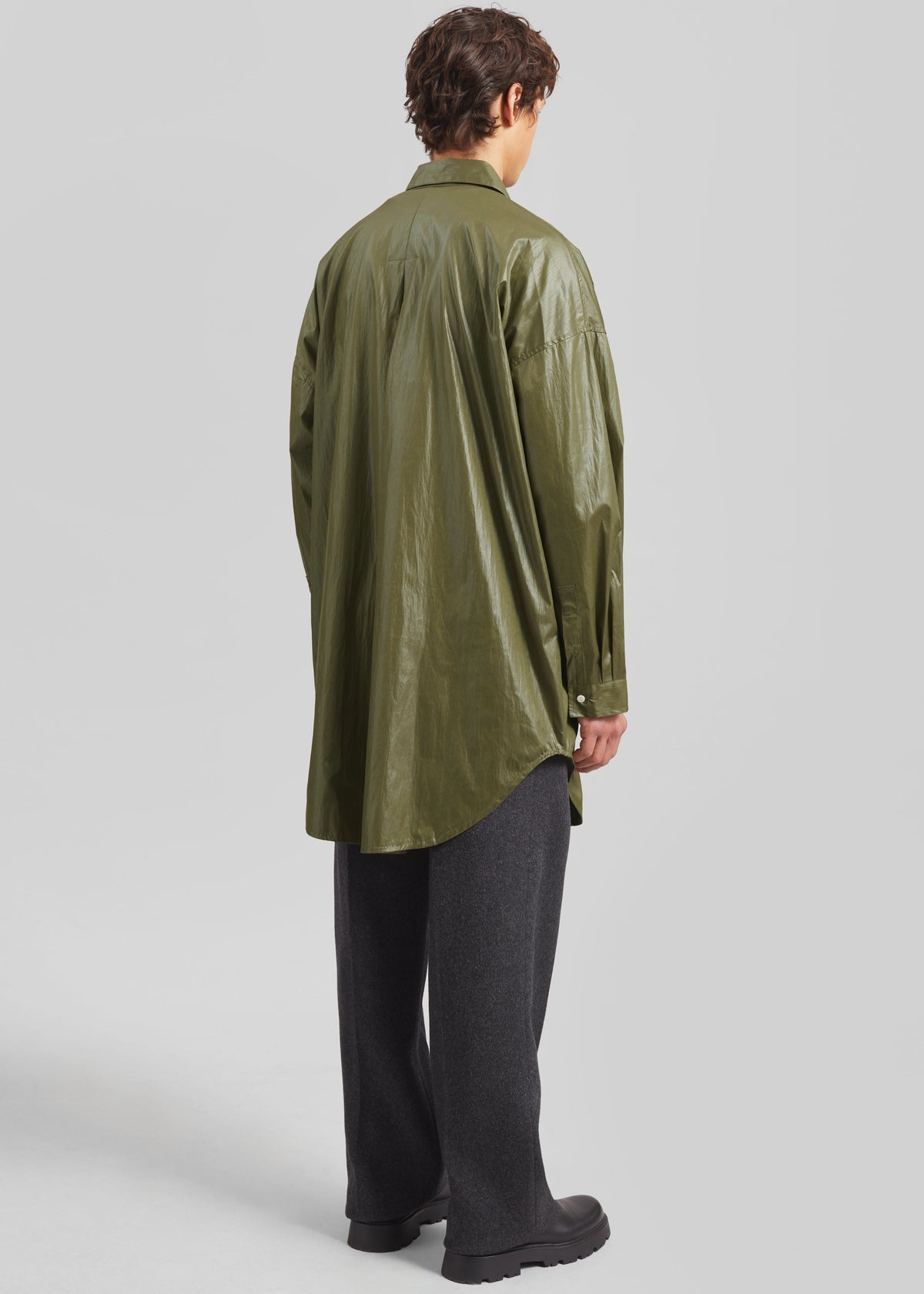 Etah Lustrous Oversized Shirt - Olive - 5
