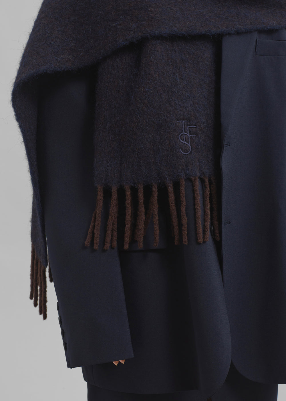 Etta Wool Scarf - Navy - 1