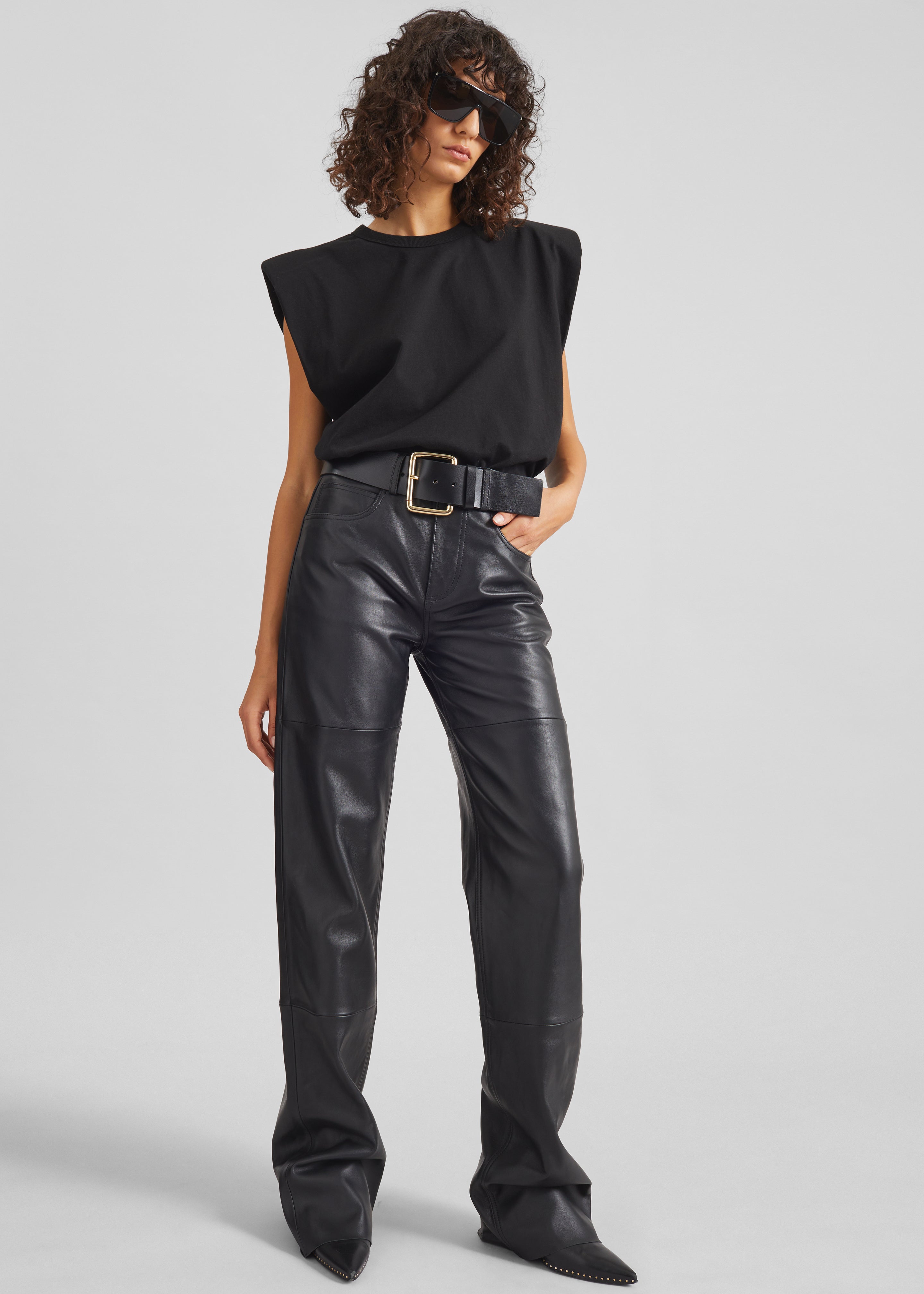 Eva Padded Shoulder Muscle T-Shirt - Black – The Frankie Shop