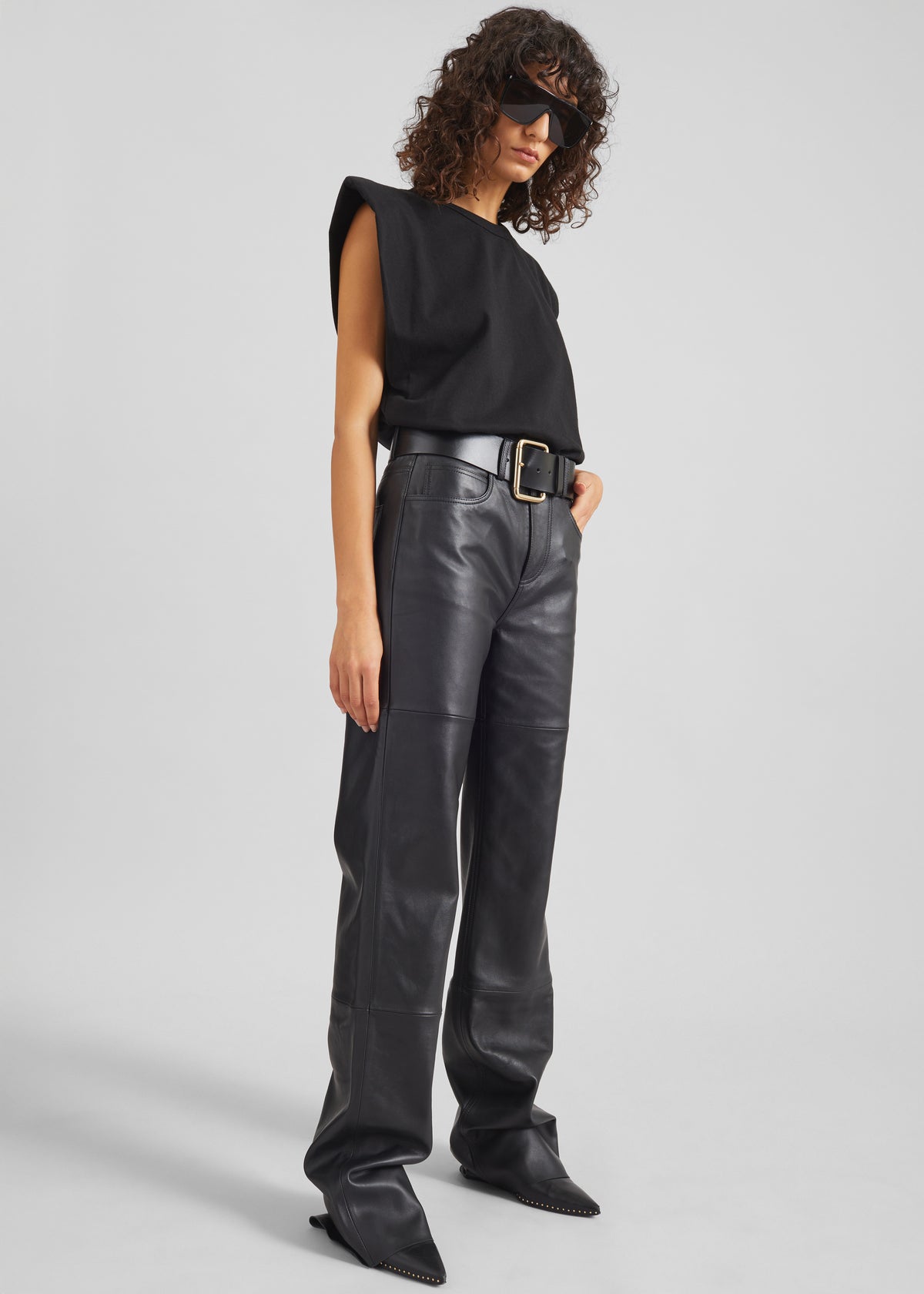 Eva Padded Shoulder Muscle T-Shirt - Black - 2