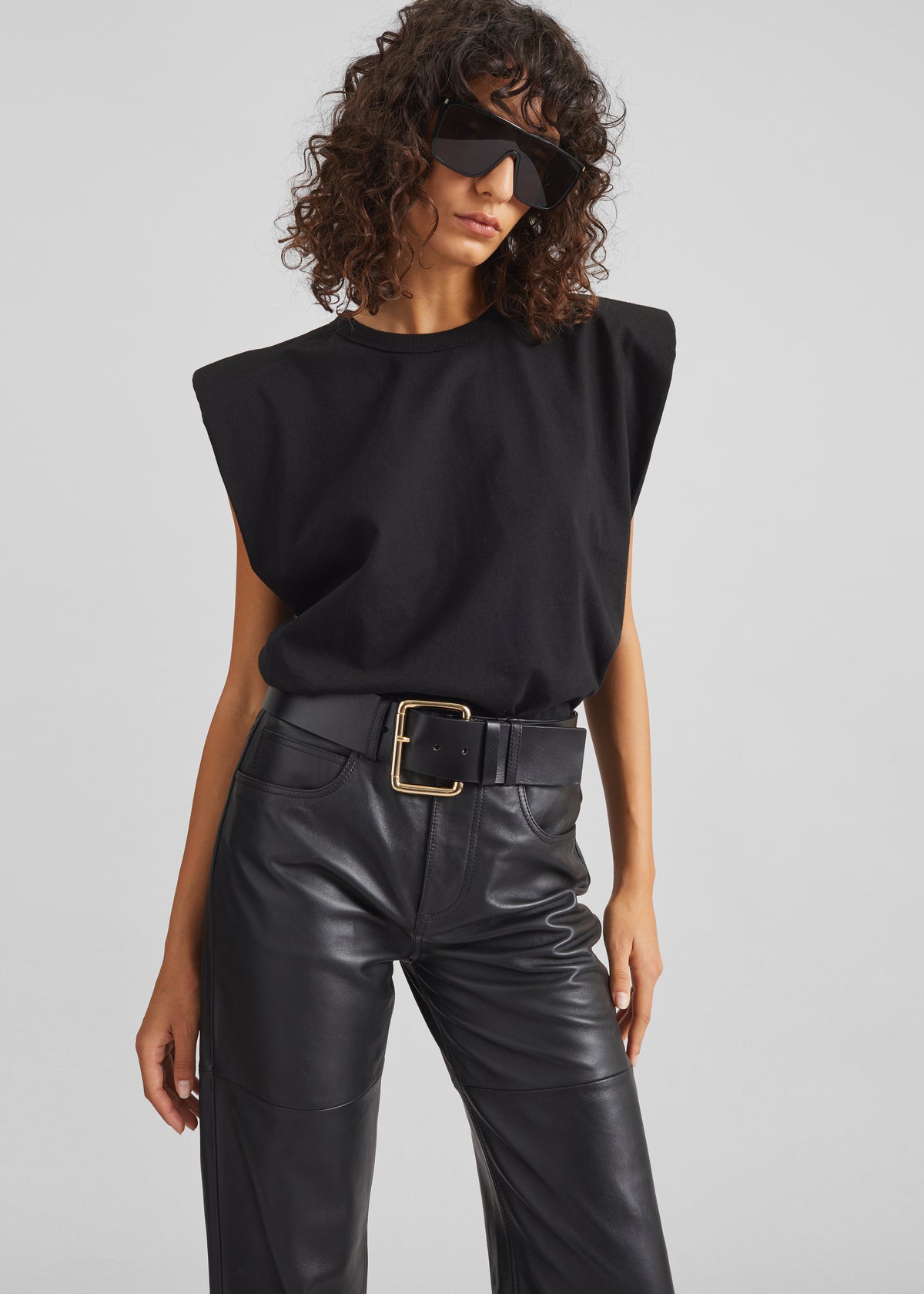 Eva Padded Shoulder Muscle T-Shirt - Black - 3