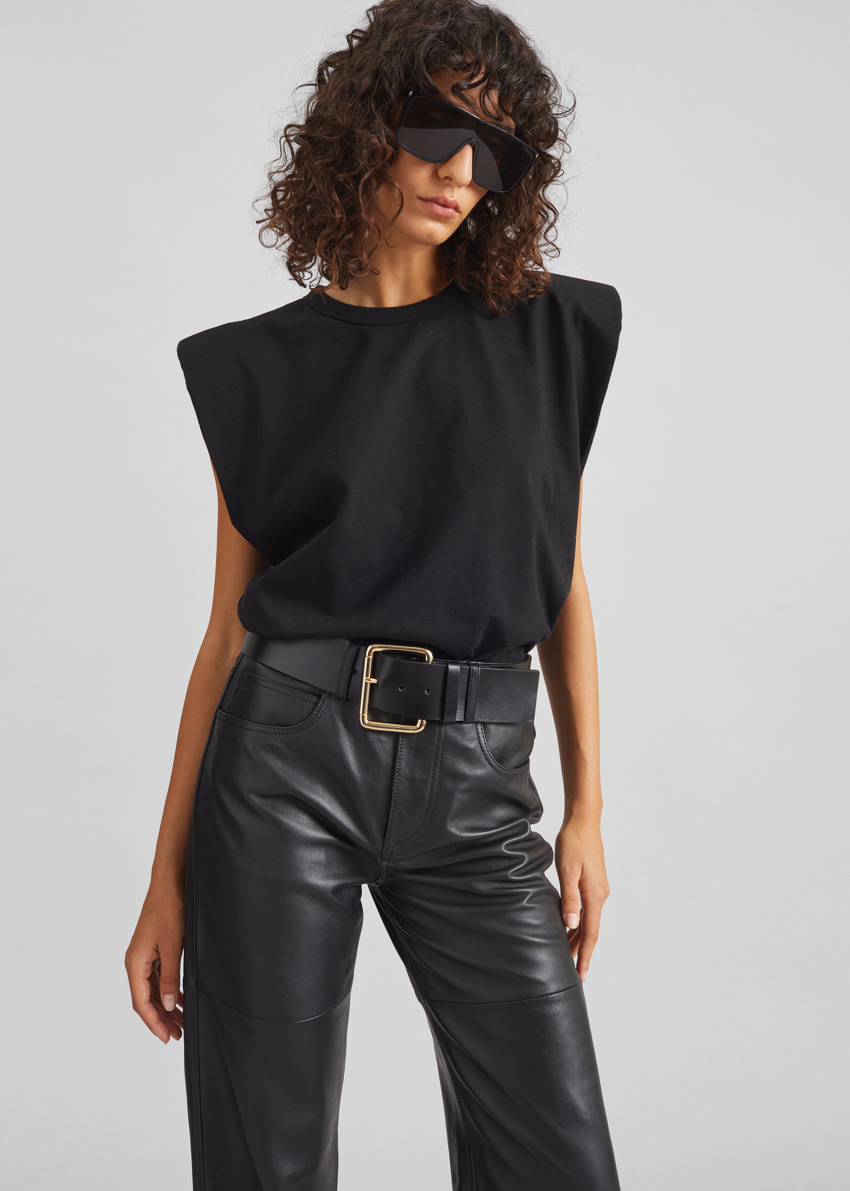 Eva Padded Shoulder Muscle T-Shirt - Black - 3