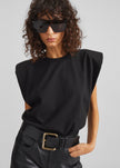 Eva Padded Shoulder Muscle T-Shirt - Black