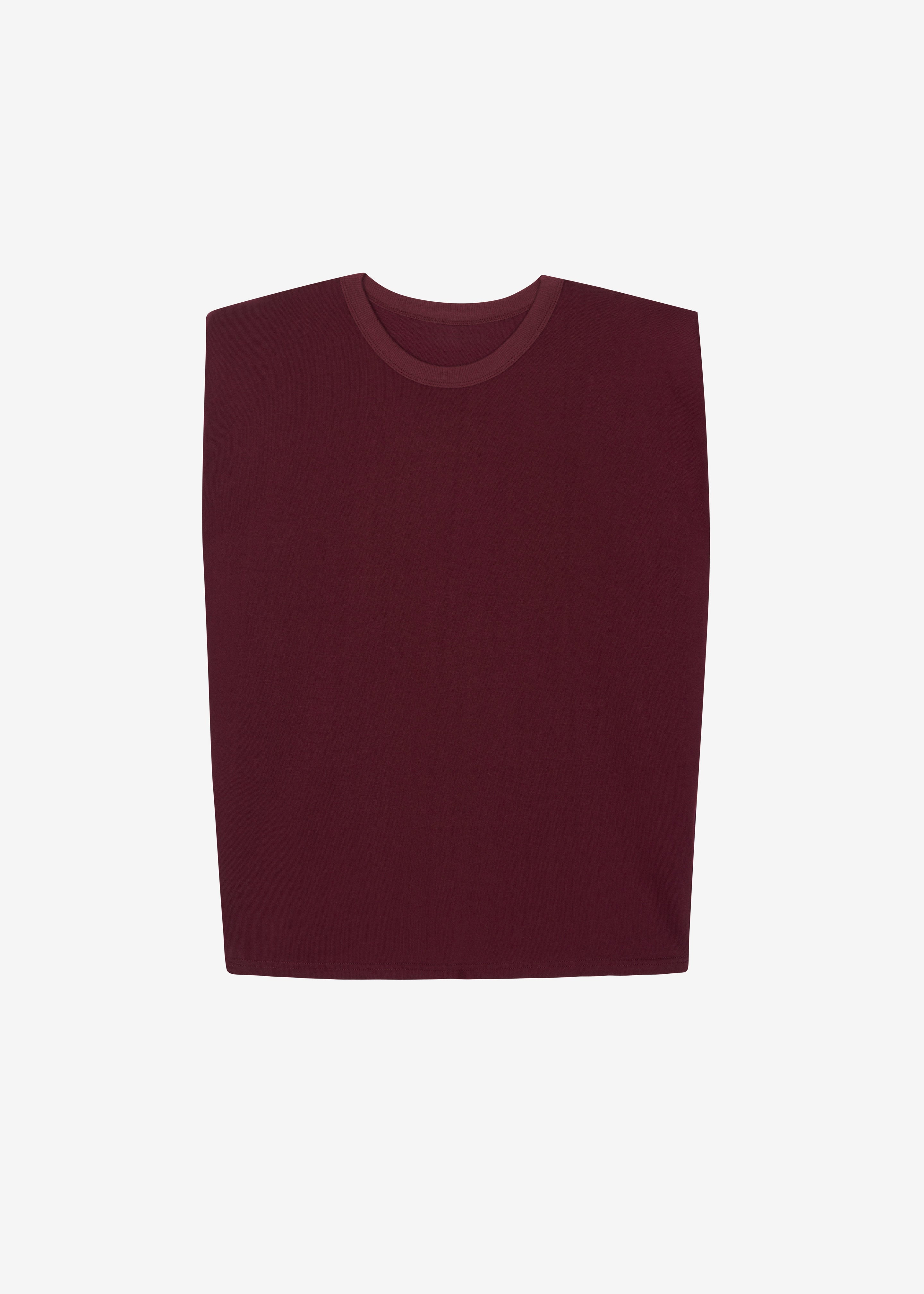 Eva Padded Shoulder Muscle T-Shirt - Burgundy - 5