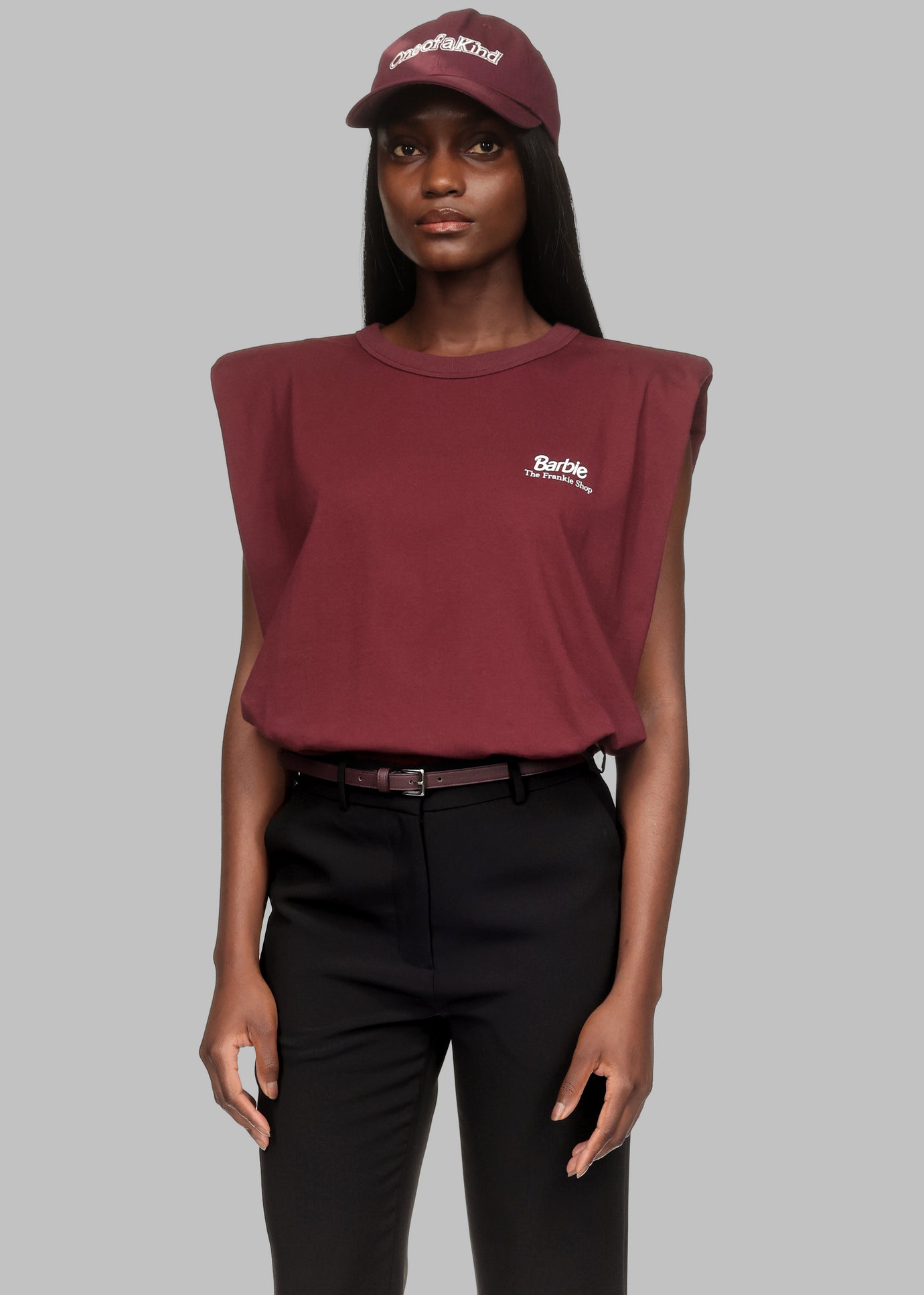 Eva Padded Shoulder Muscle T-Shirt x Barbie™ - Burgundy