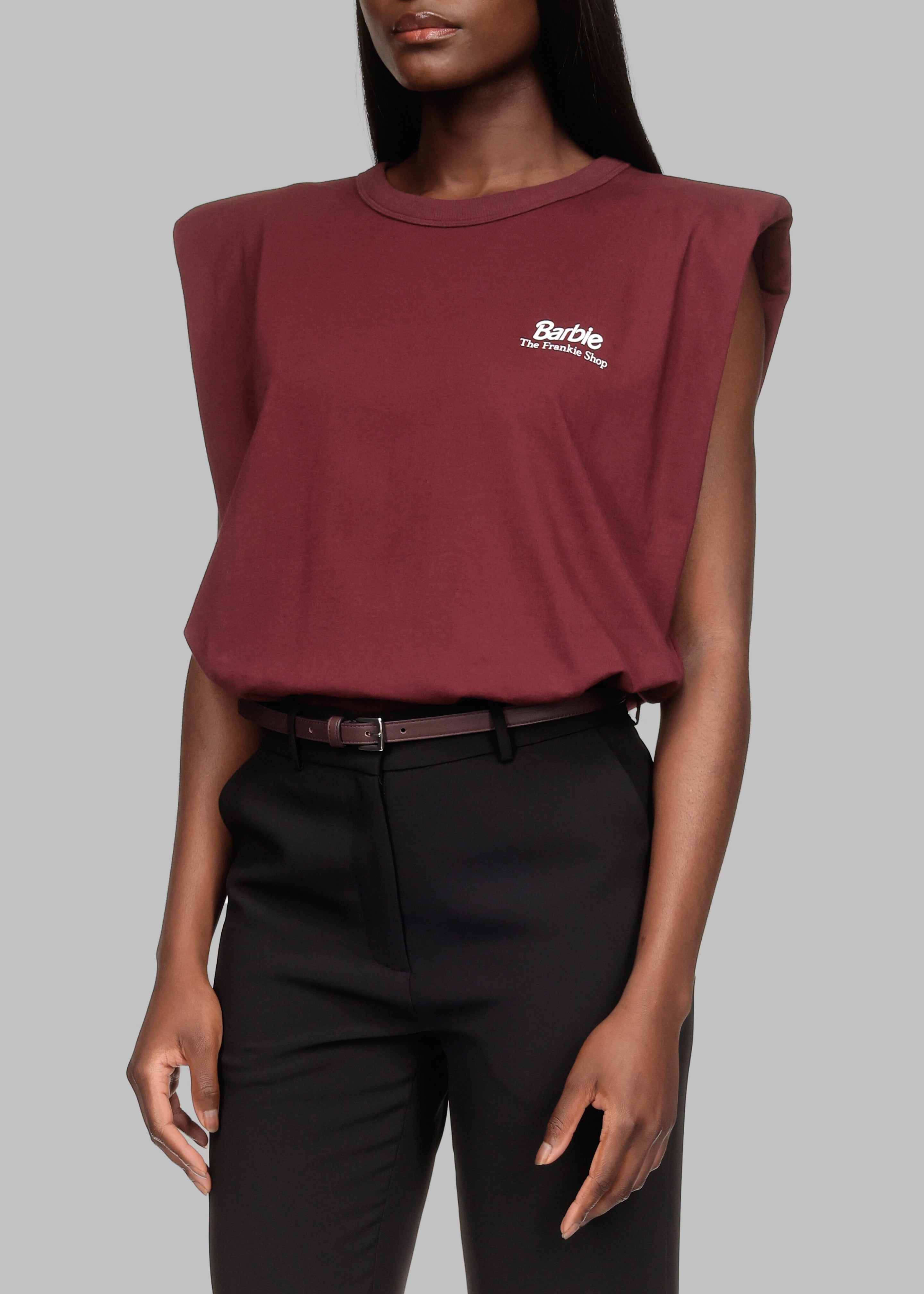 Eva Padded Shoulder Muscle T-Shirt x Barbie™ - Burgundy - 4