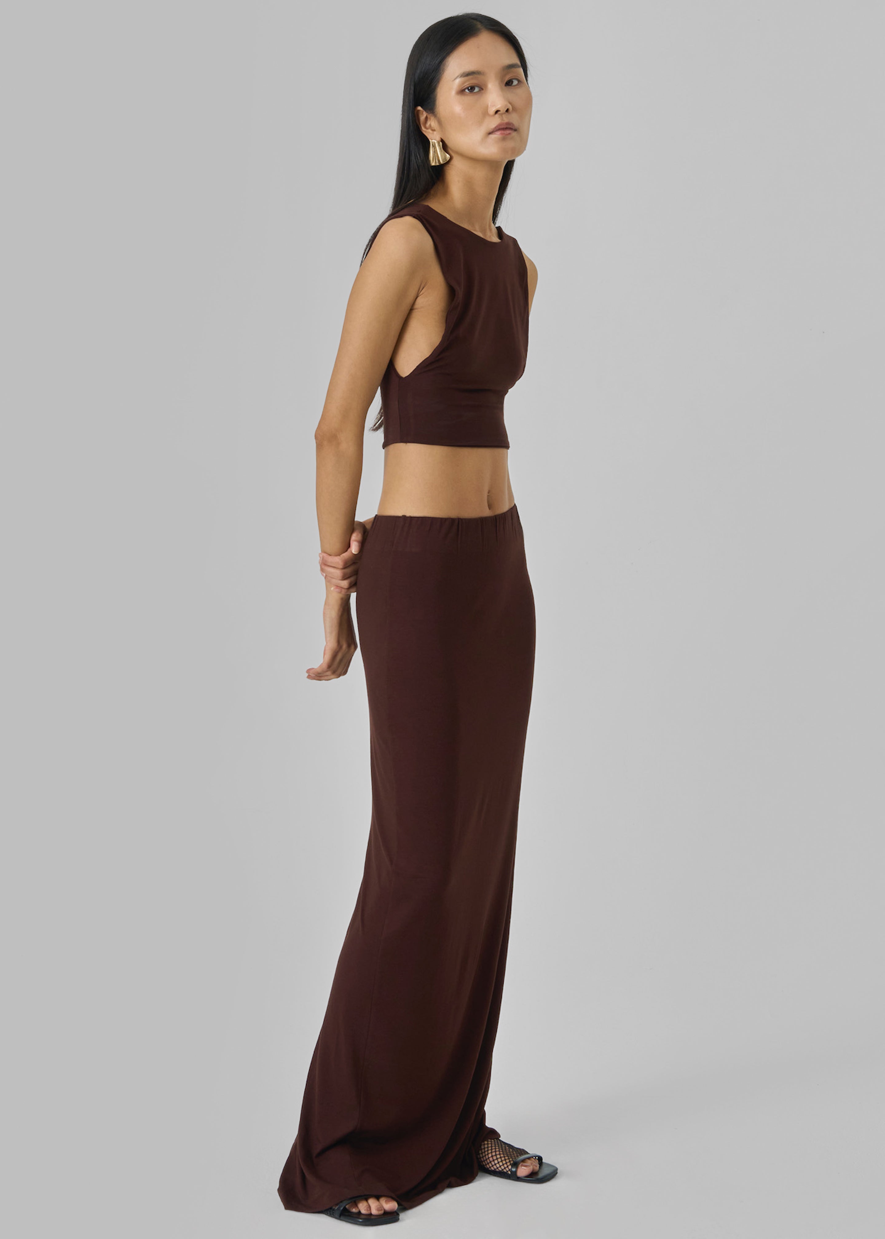 Evangeline Cropped Tank - Brown - 8