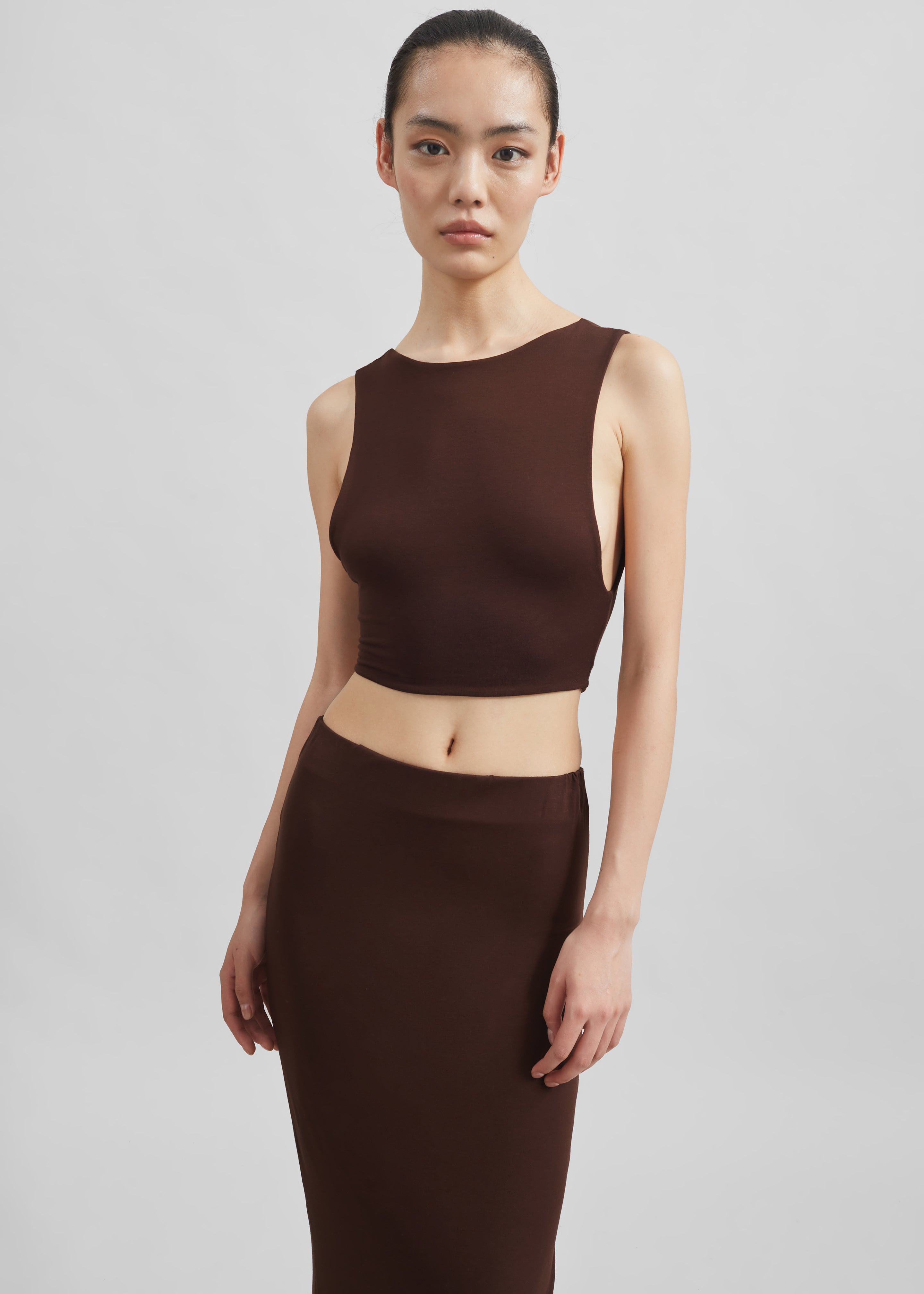 Evangeline Cropped Tank - Brown - 11