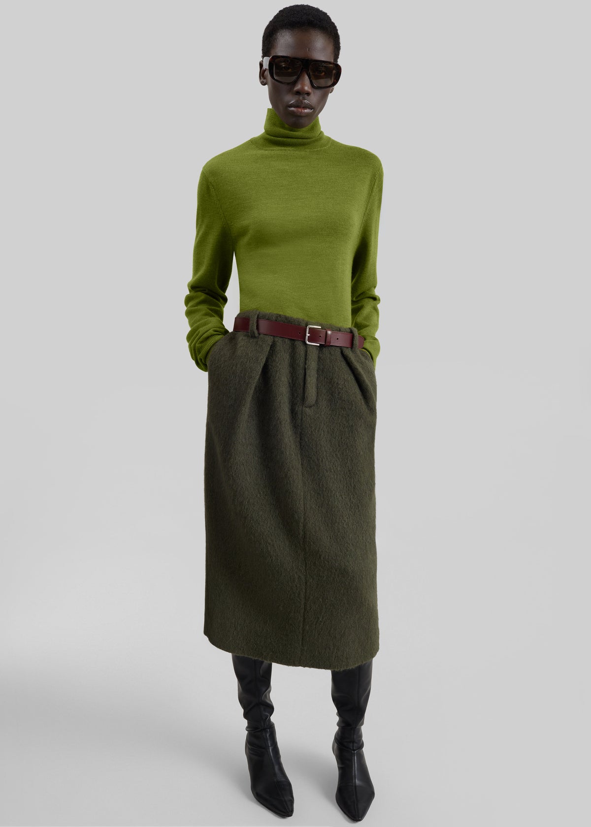 Shop the look image for Eve Thin Turtleneck Sweater - Army Green