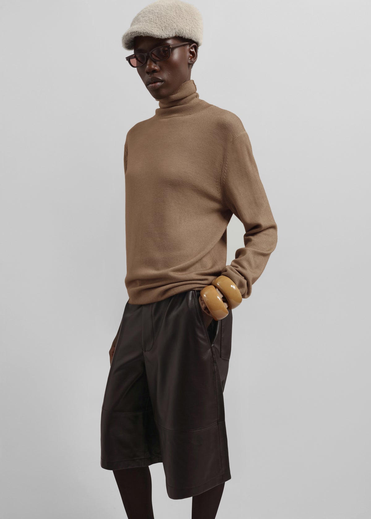 Eve Thin Turtleneck Sweater - Camel - 2