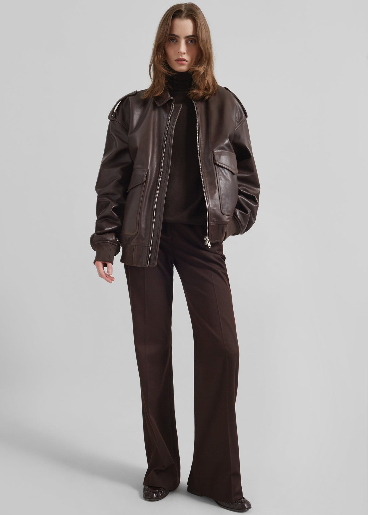 Eve Thin Turtleneck Sweater - Dark Brown - 6