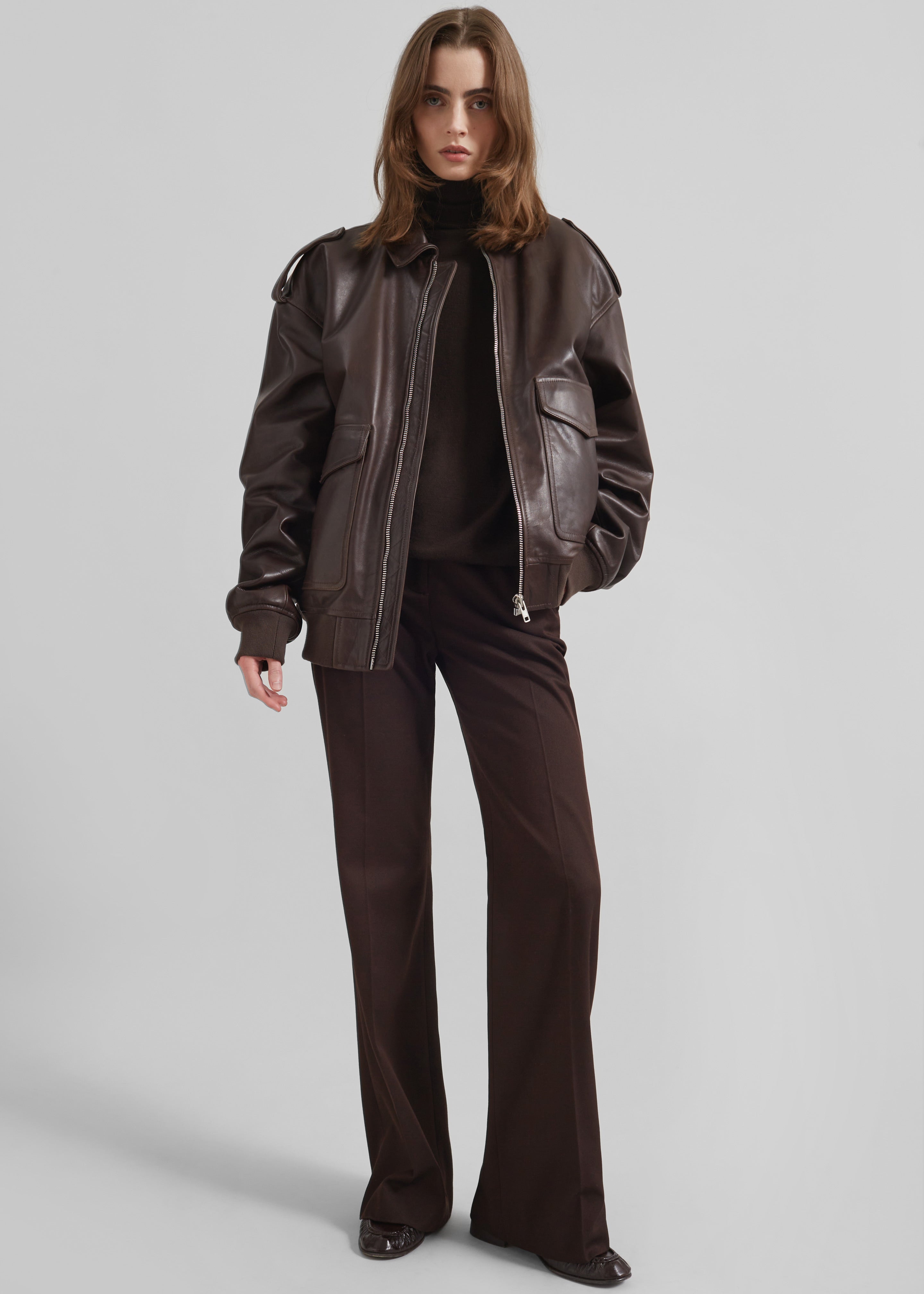 Eve Thin Turtleneck Sweater - Dark Brown - 6