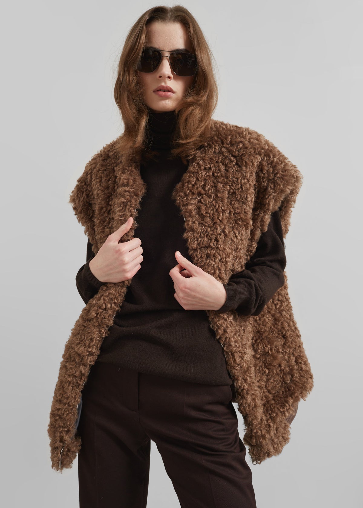 Eve Thin Turtleneck Sweater - Dark Brown - 8