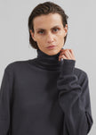 Eve Thin Turtleneck Sweater - Dark Grey Melange