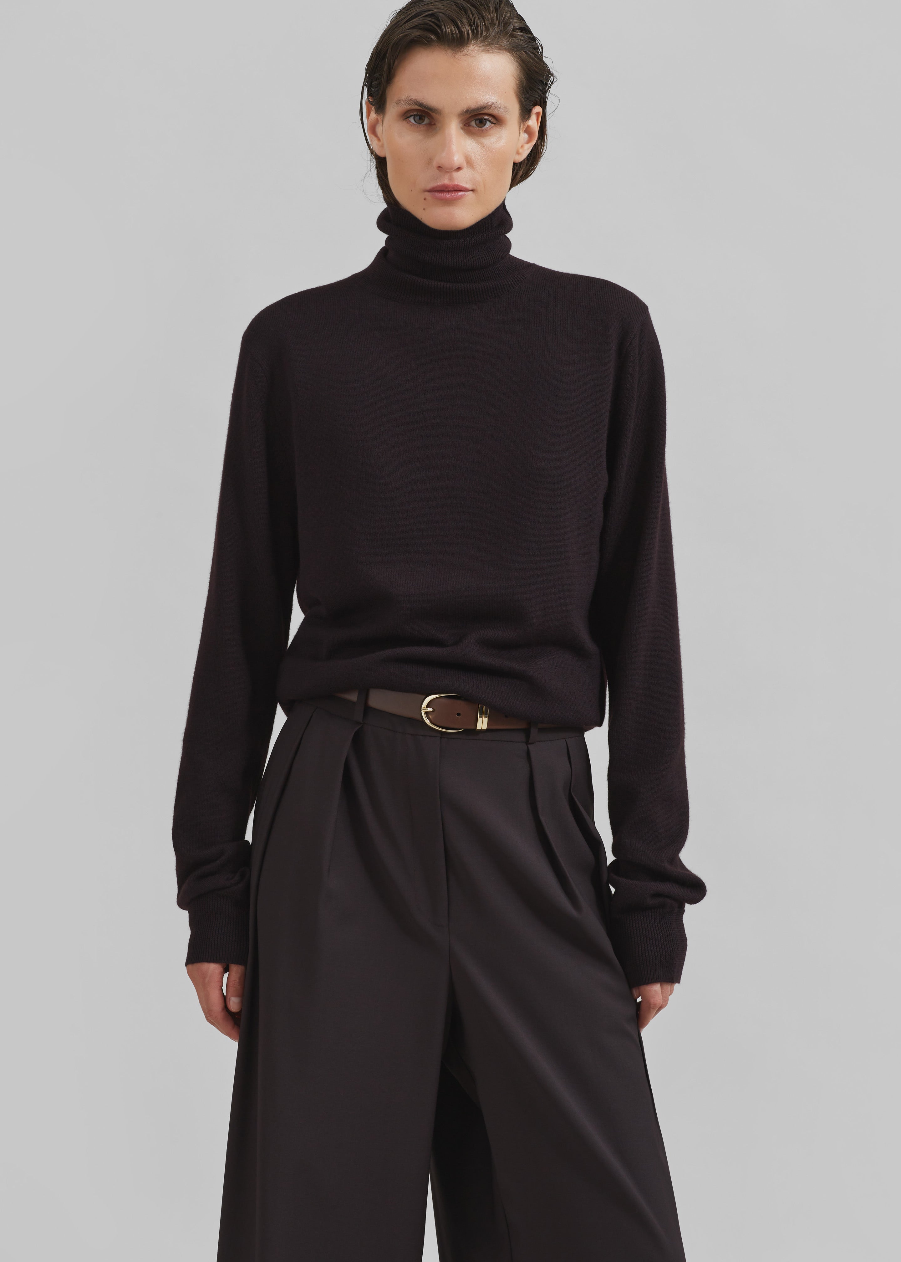 Eve Thin Turtleneck Sweater - Dark Plum - 9