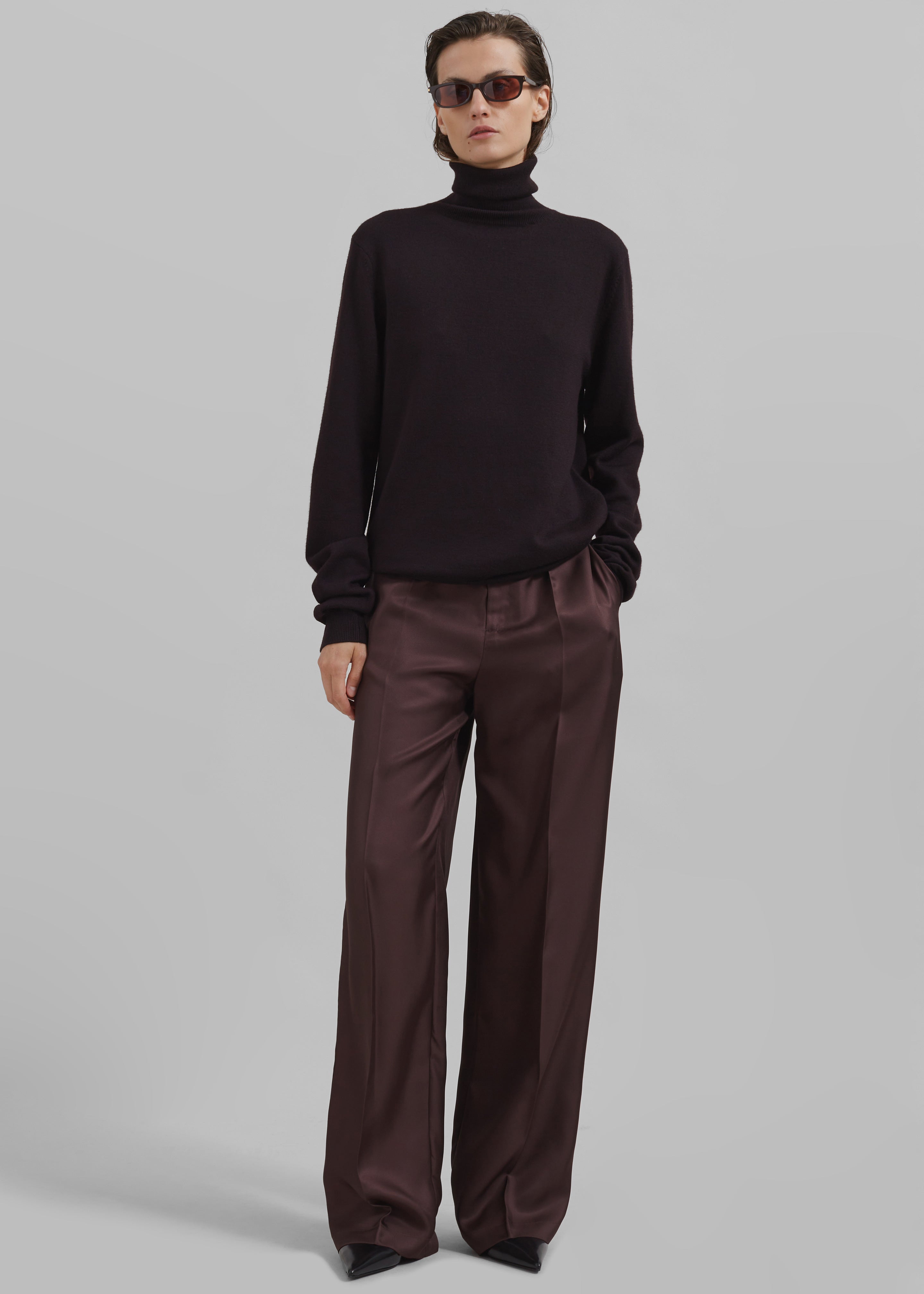 Eve Thin Turtleneck Sweater - Dark Plum - 13