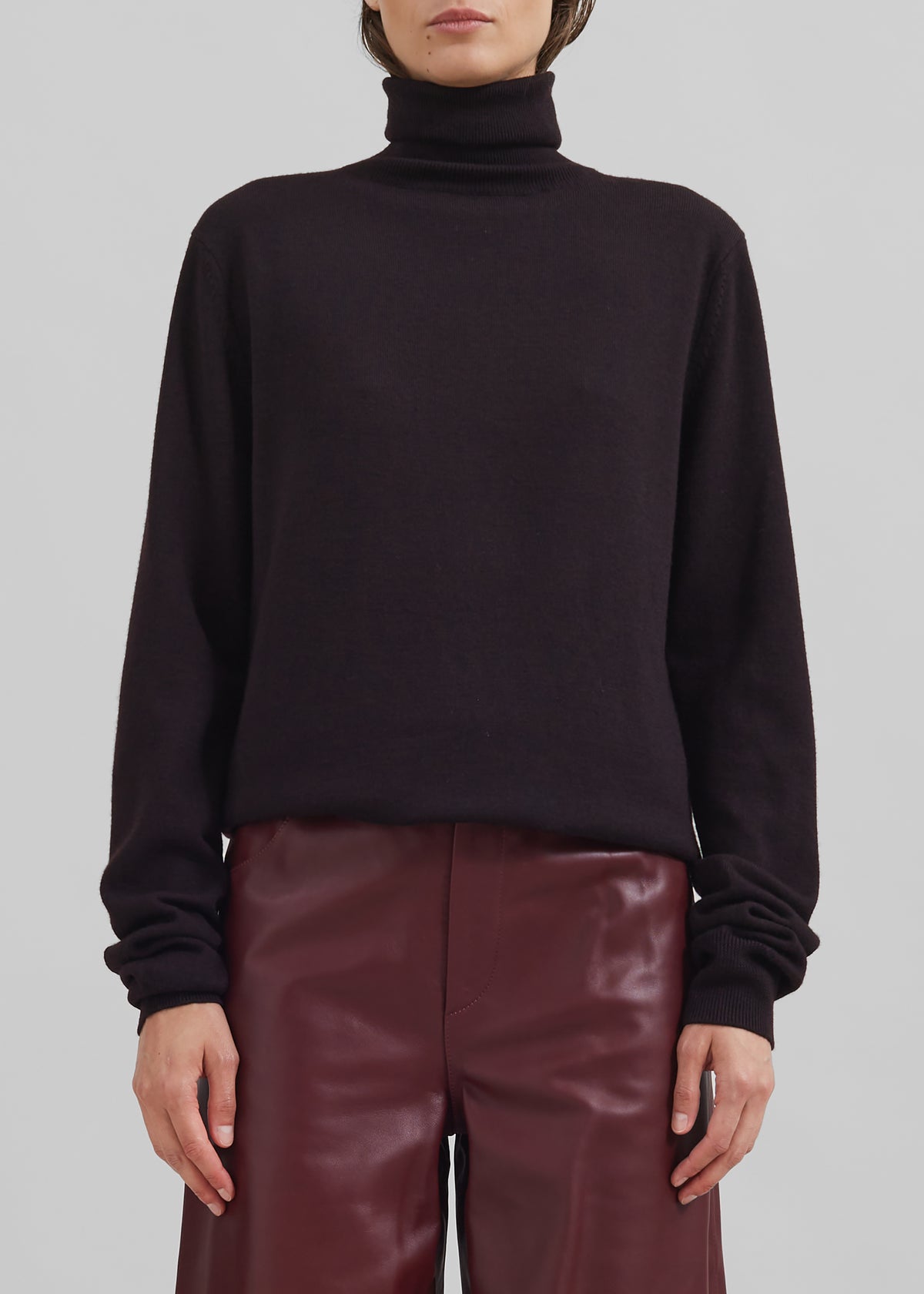 Eve Thin Turtleneck Sweater - Dark Plum - 4