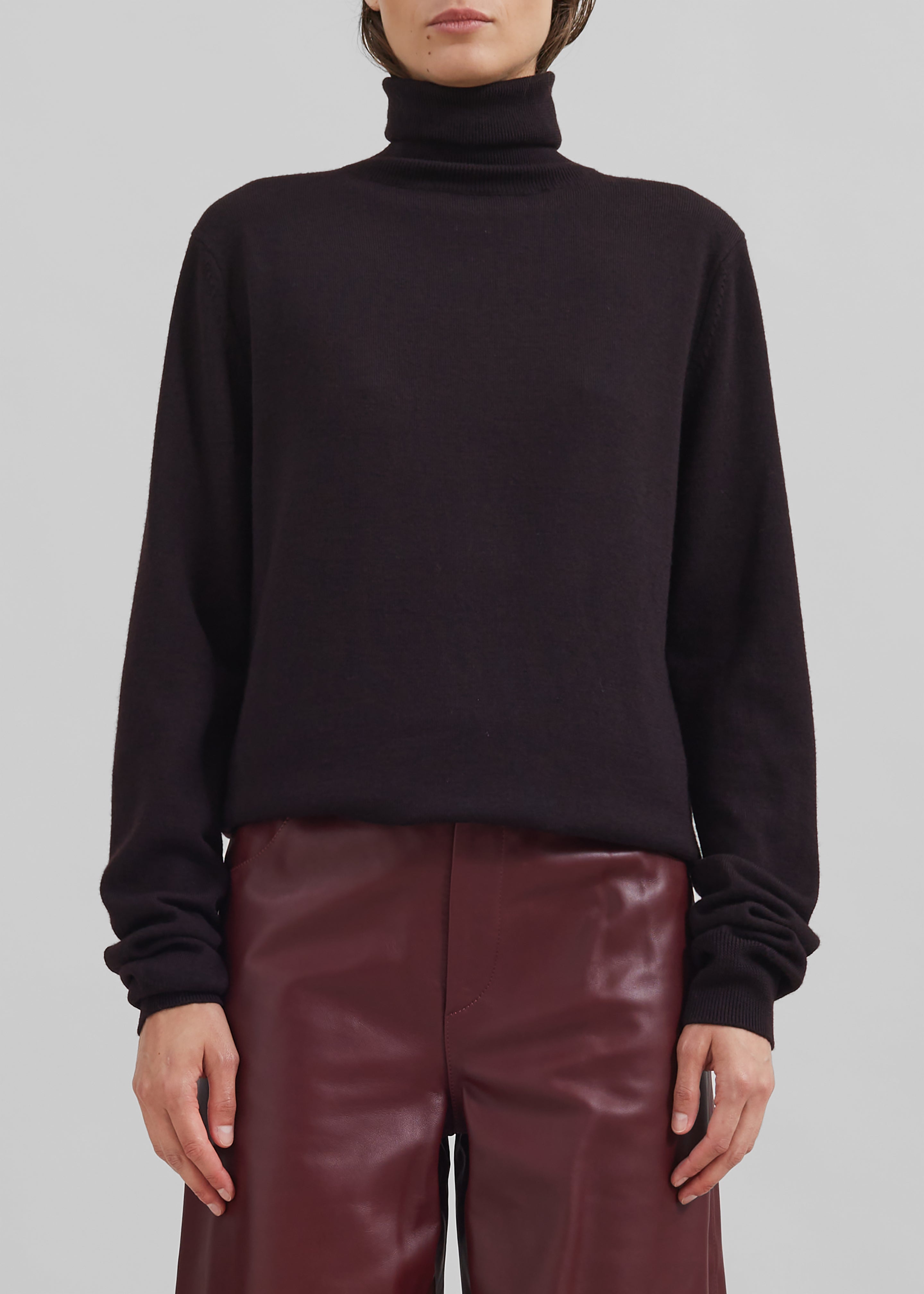 Eve Thin Turtleneck Sweater - Dark Plum - 3