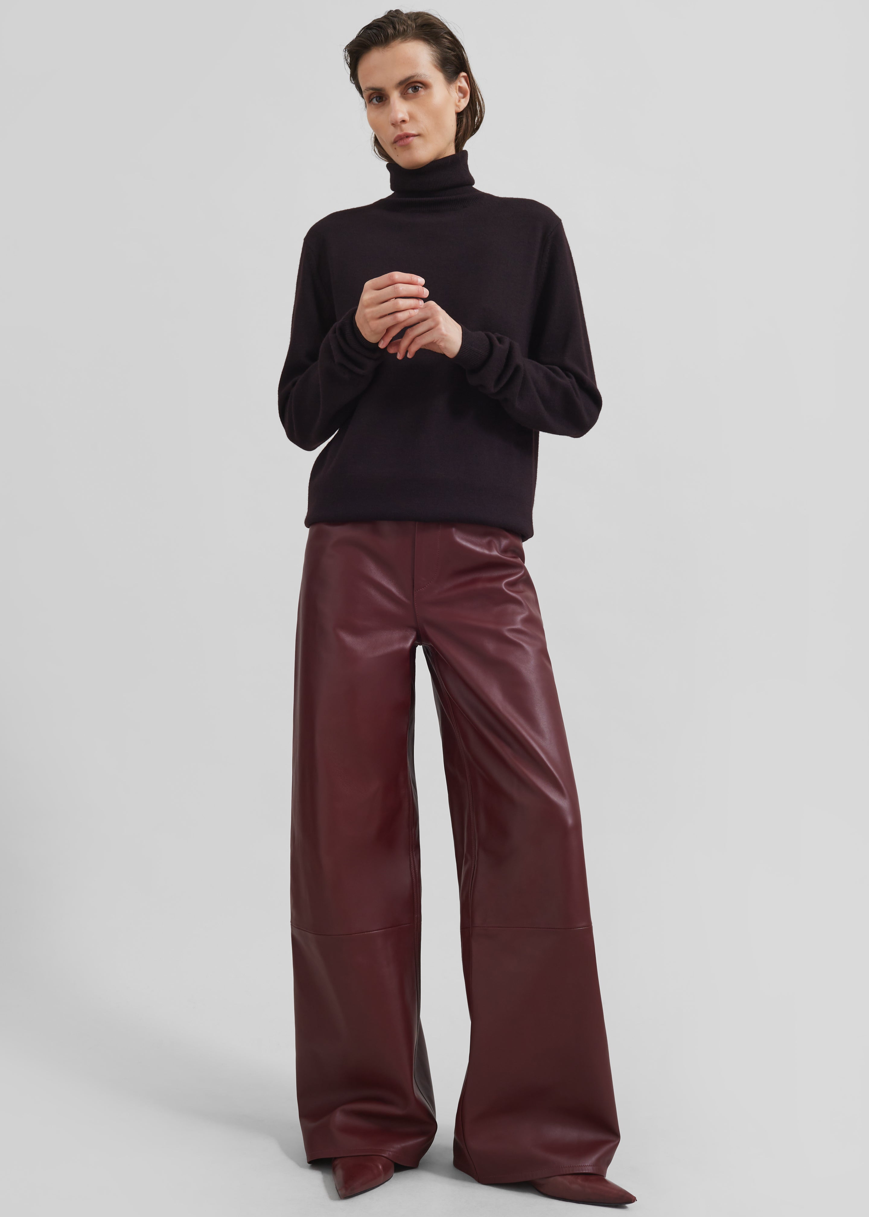 Eve Thin Turtleneck Sweater - Dark Plum - 4