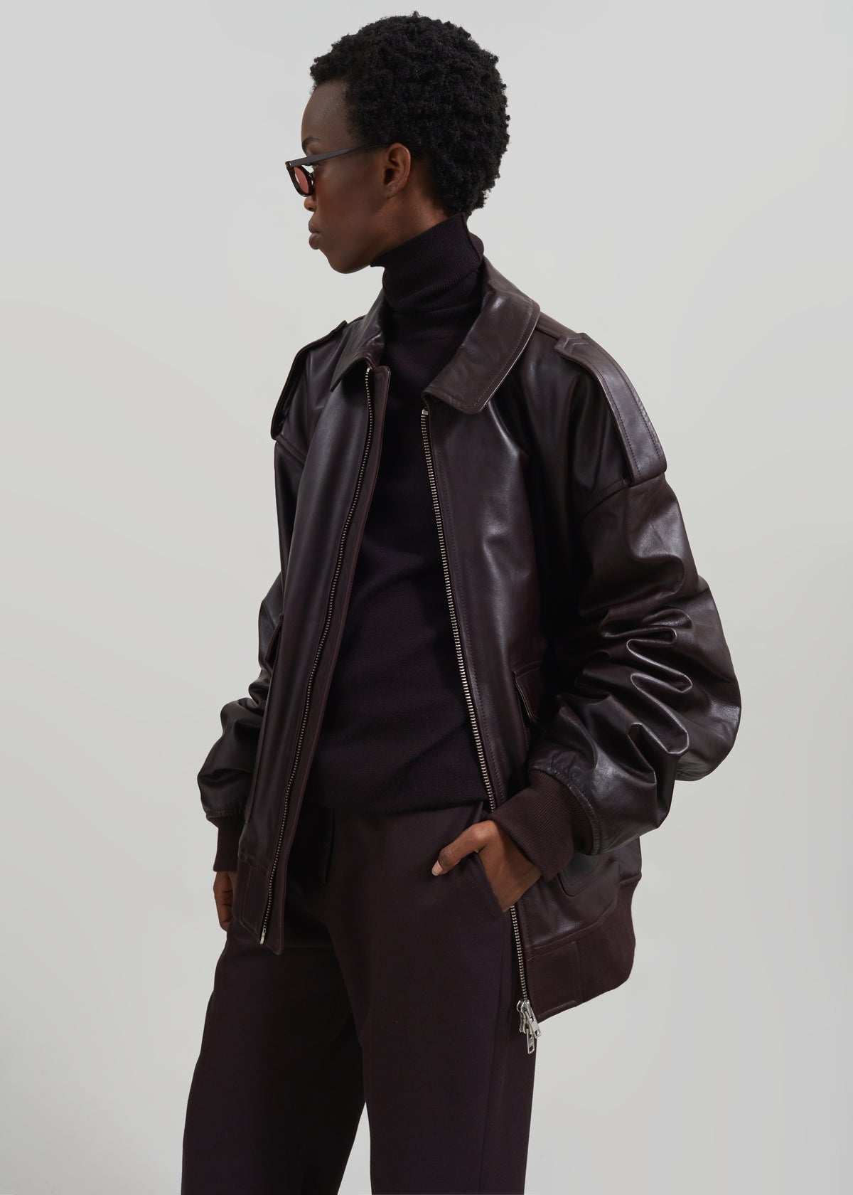 Eve Thin Turtleneck Sweater - Dark Plum - 10