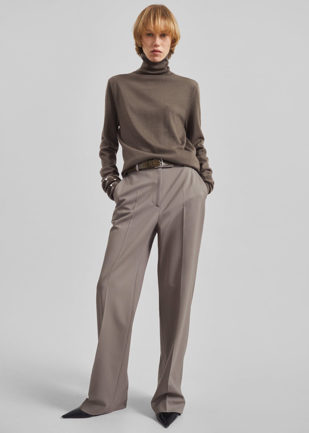 Eve Thin Turtleneck Sweater - Dark Taupe - 4