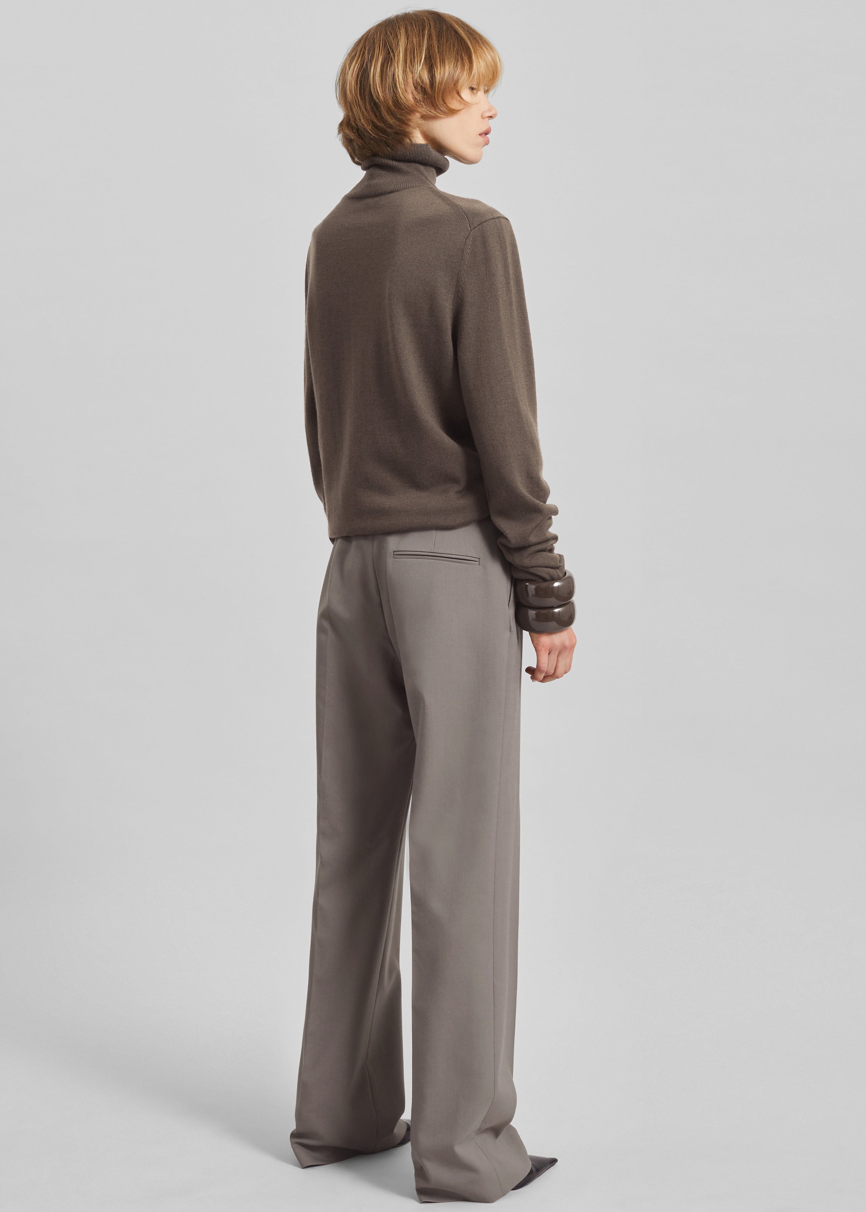 Eve Thin Turtleneck Sweater - Dark Taupe - 5