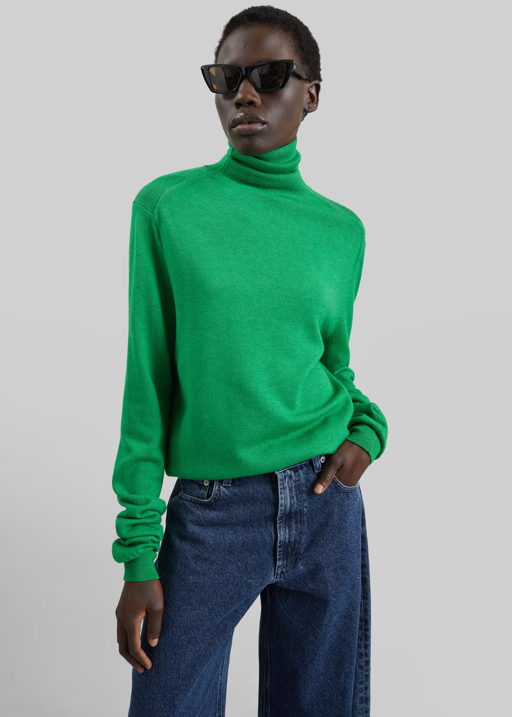 Eve Thin Turtleneck Sweater - Green - 1