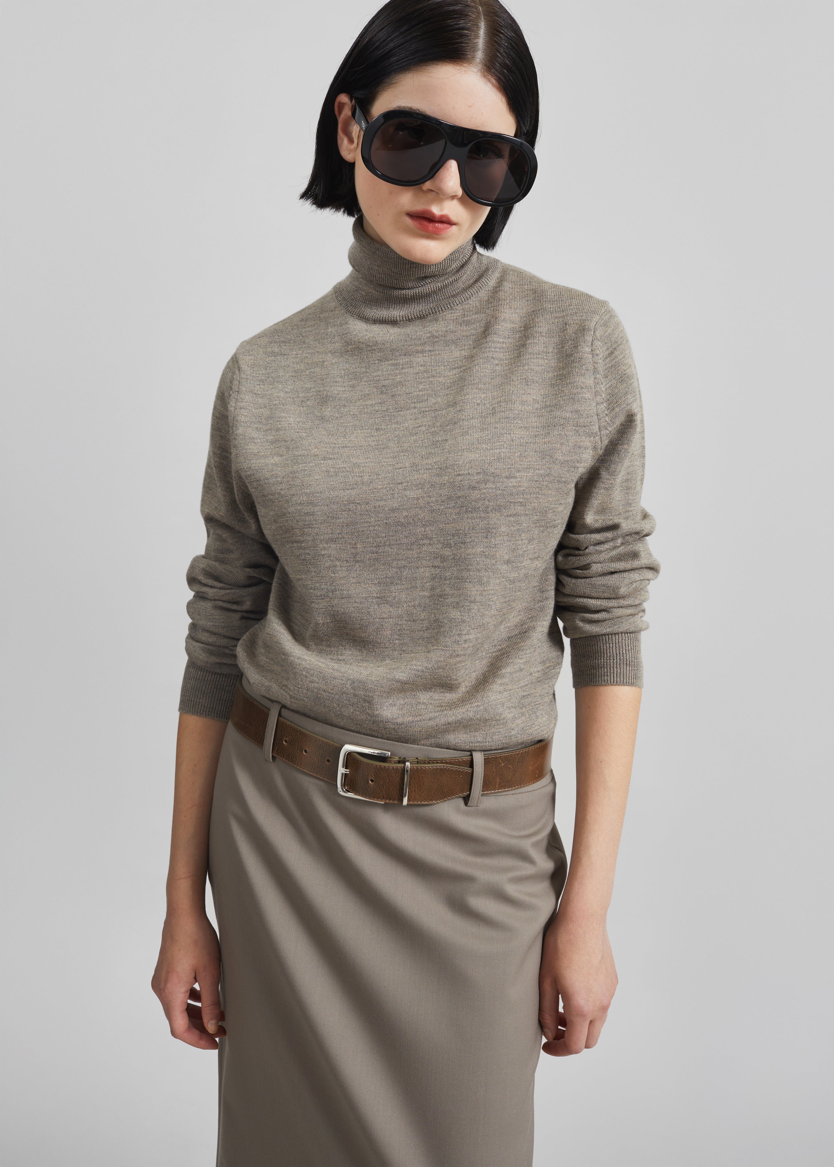 Eve Thin Turtleneck Sweater - Taupe - 4