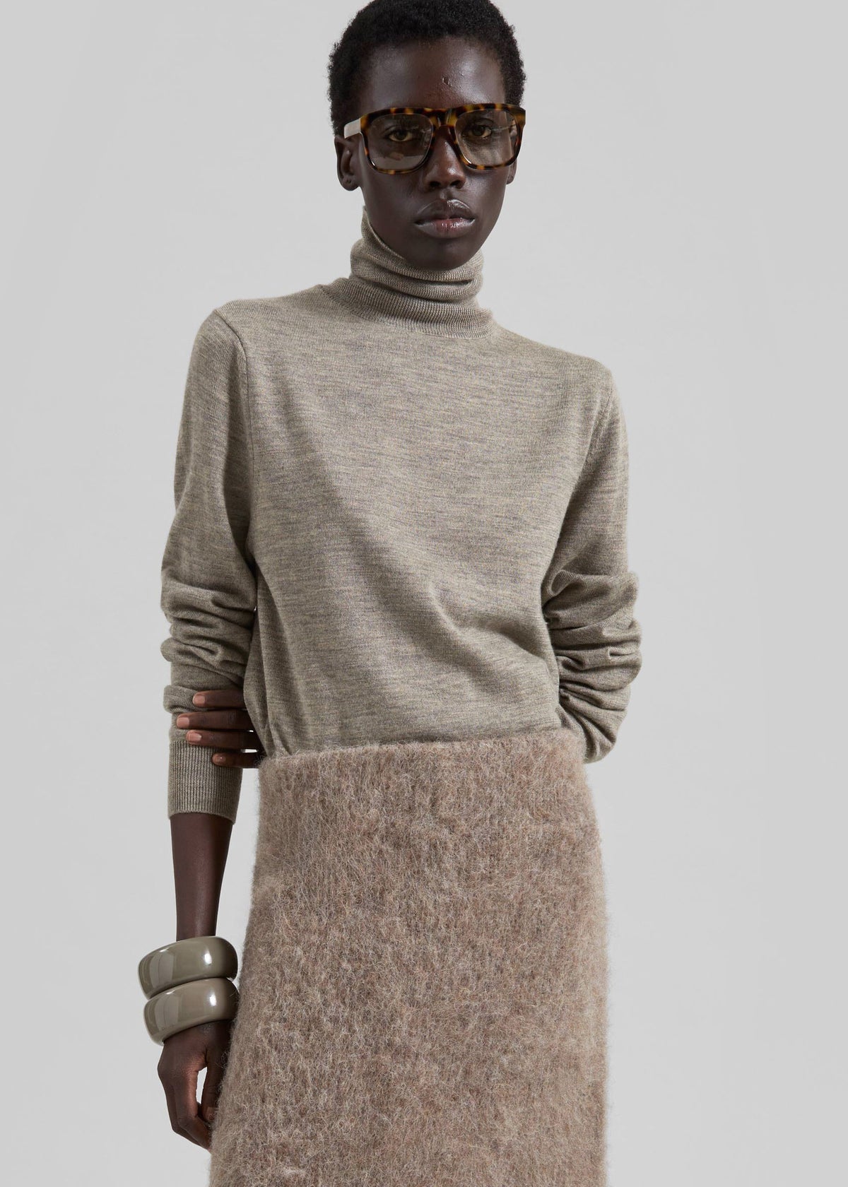 Eve Thin Turtleneck Sweater - Taupe - 3