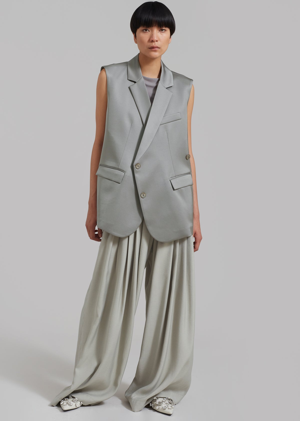 Everly Satin Vest - Eucalyptus - 1