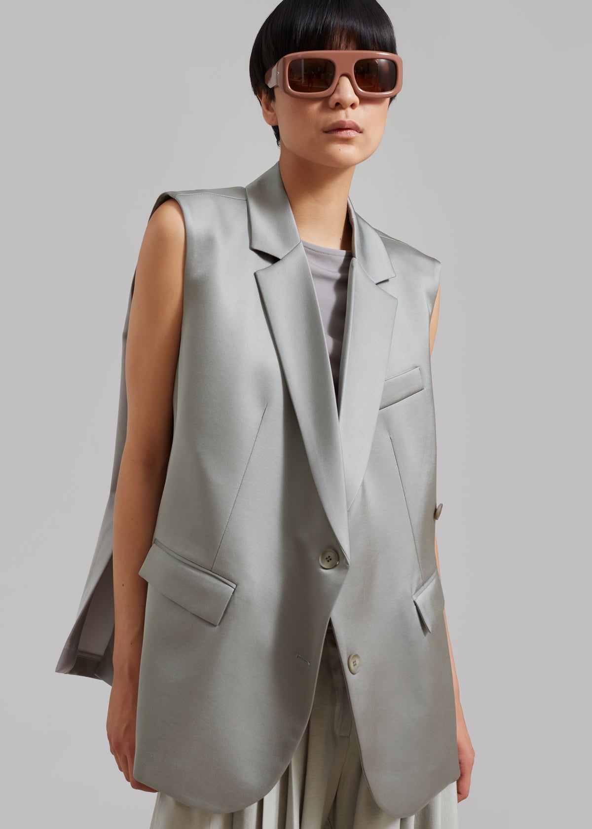 Everly Satin Vest - Eucalyptus - 3